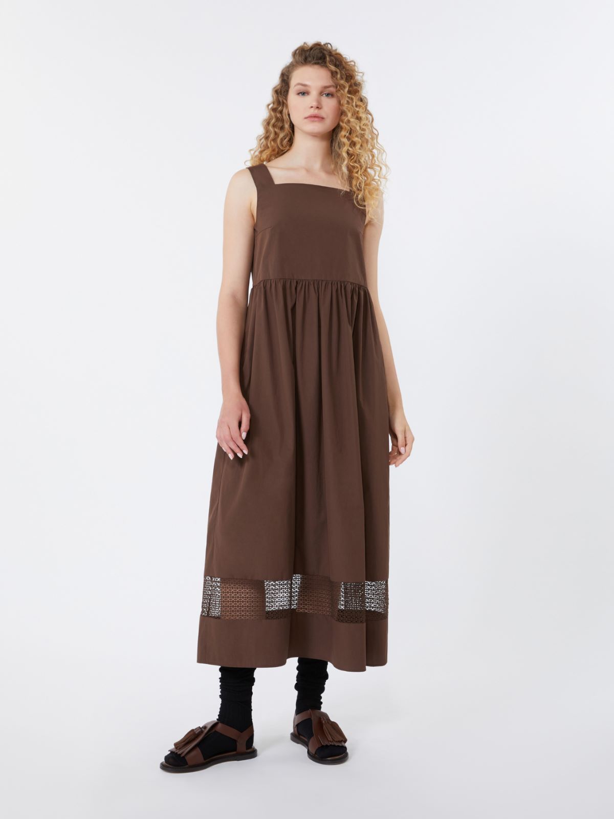 Cotton-poplin sleeveless dress - CHOCOLATE - Weekend