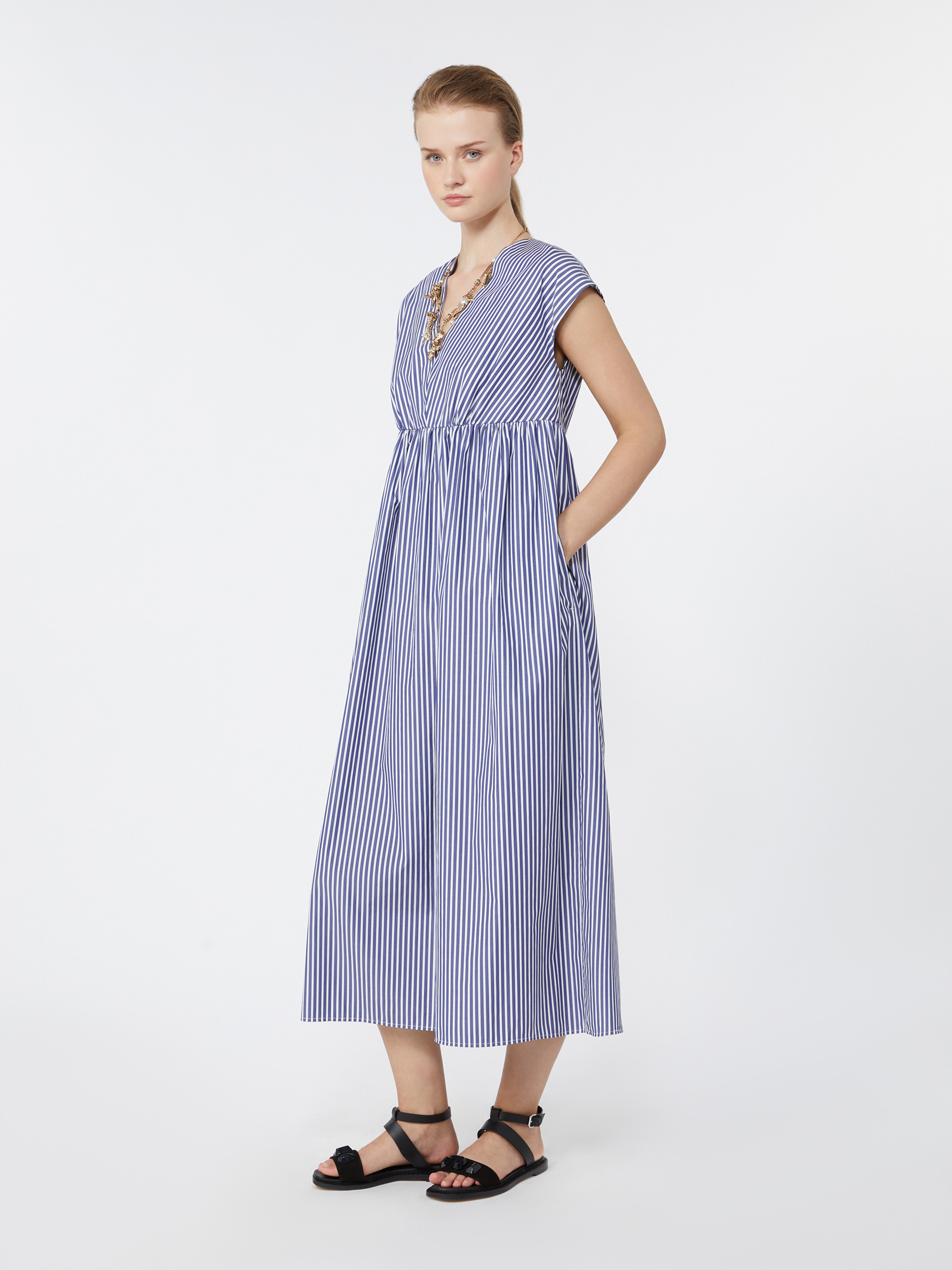 Cotton-poplin A-line dress - NAVY - Weekend Max Mara