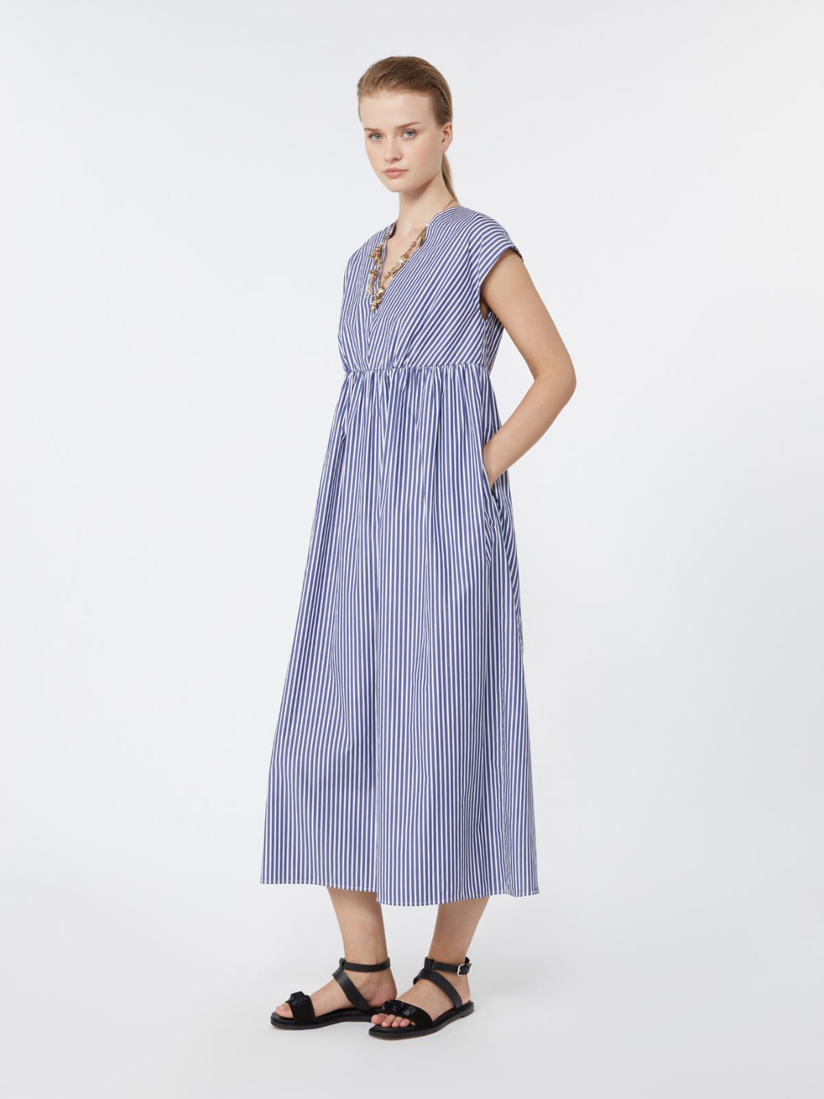 Cotton-poplin A-line dress - NAVY - Weekend