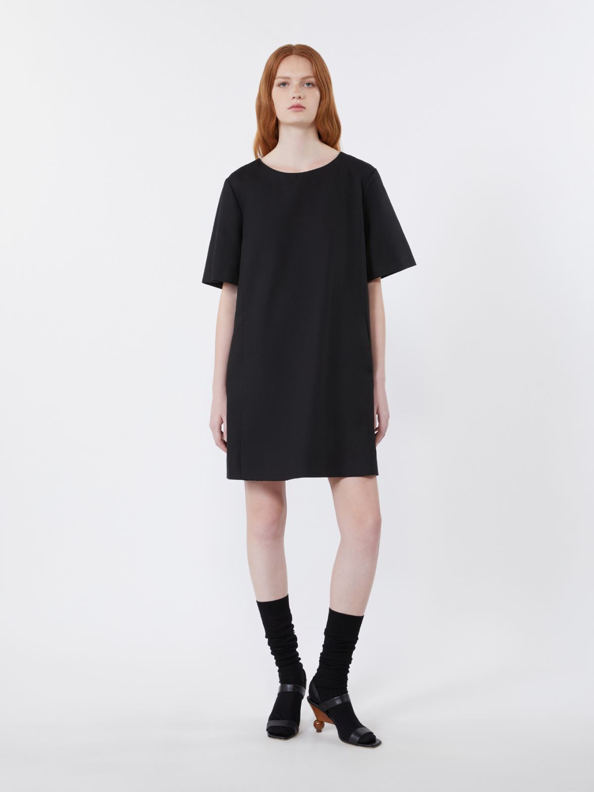 Cotton and linen canvas short dress - BLACK - Weekend - 2