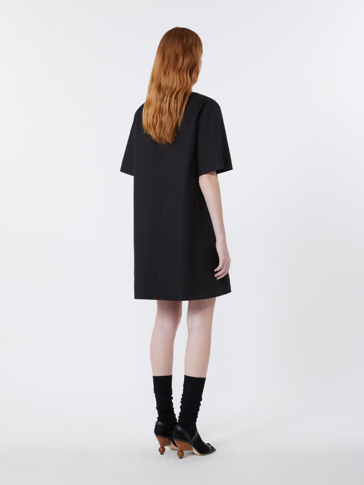 Cotton and linen canvas short dress - BLACK - Weekend - 3