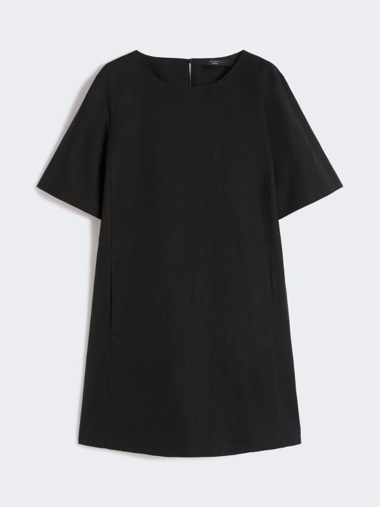 Cotton and linen canvas short dress - BLACK - Weekend - 6