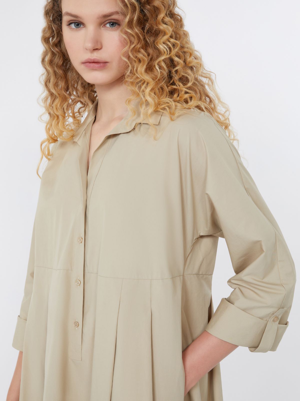 Flared cotton-poplin dress - SAND - Weekend - 4
