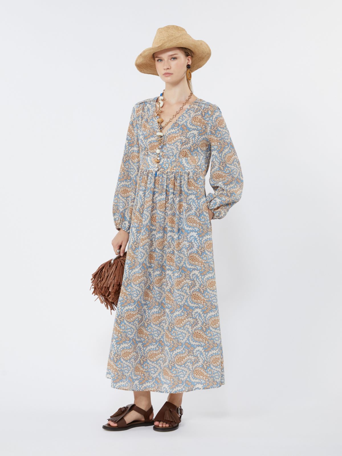 Printed silk dress - LIGHT BLUE - Weekend