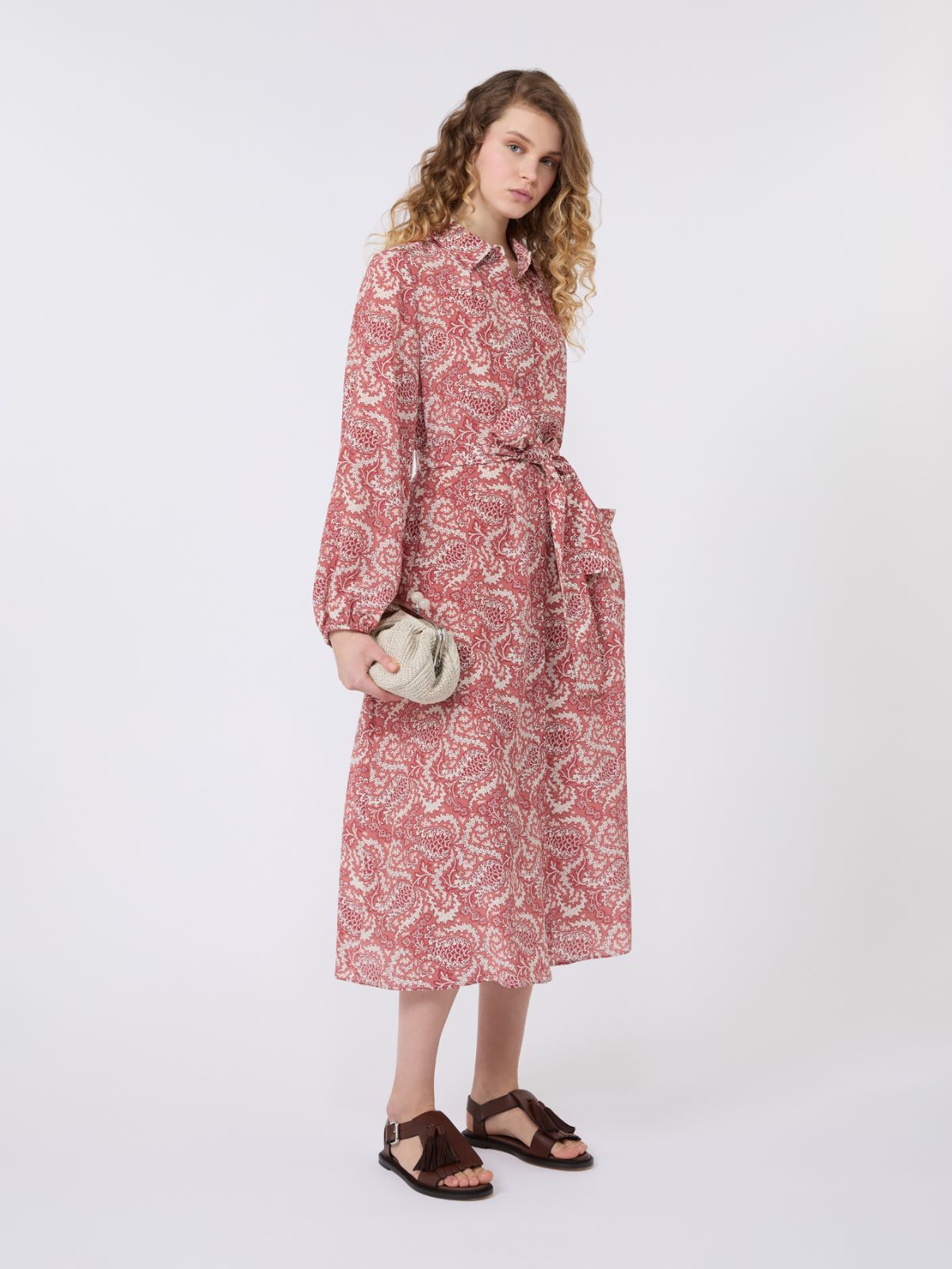 Printed silk shirt dress - CHERRY - Weekend