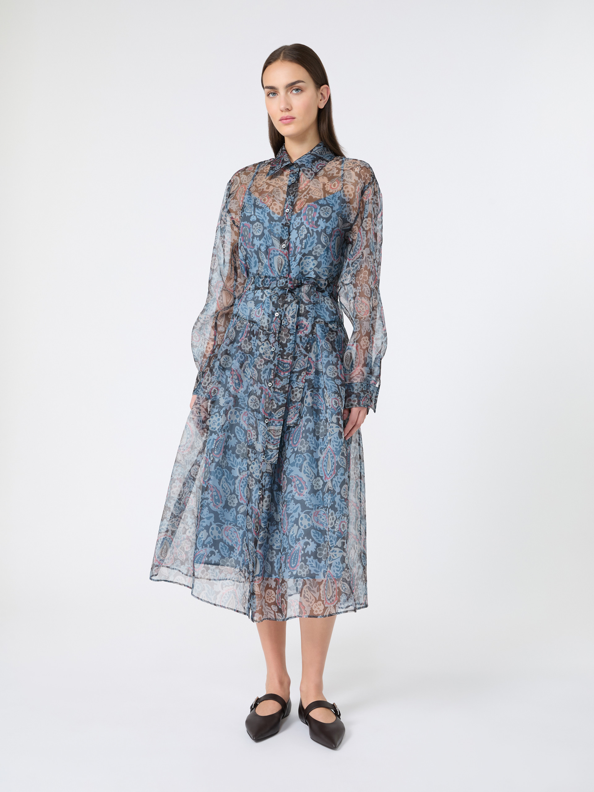 Printed silk shirt dress - LIGHT BLUE - Weekend Max Mara - 2
