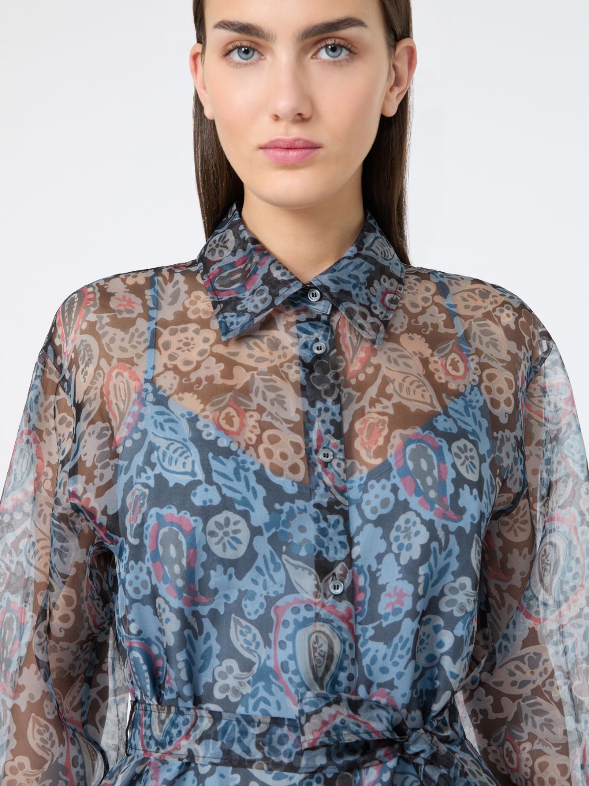 Abito chemisier in seta stampata - AZZURRO - Weekend - 4