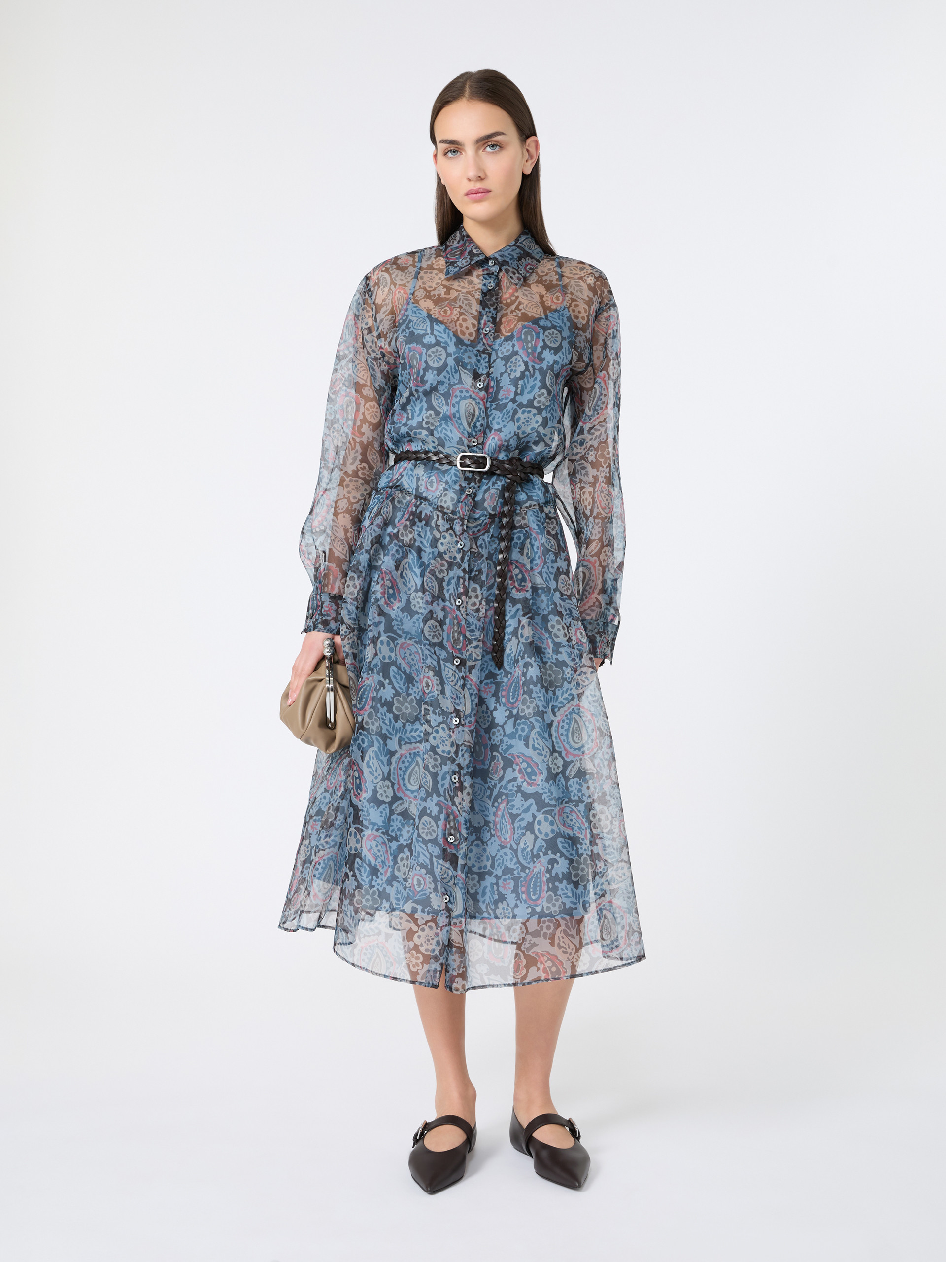 Printed silk shirt dress - LIGHT BLUE - Weekend Max Mara
