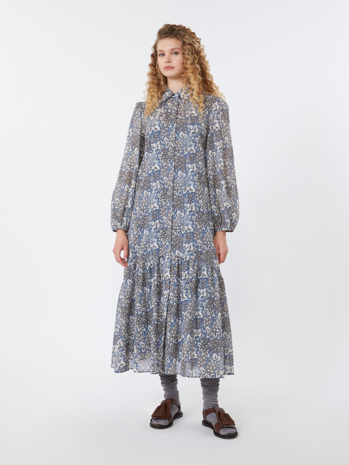 Voile patterned shirt dress - NAVY - Weekend - 2