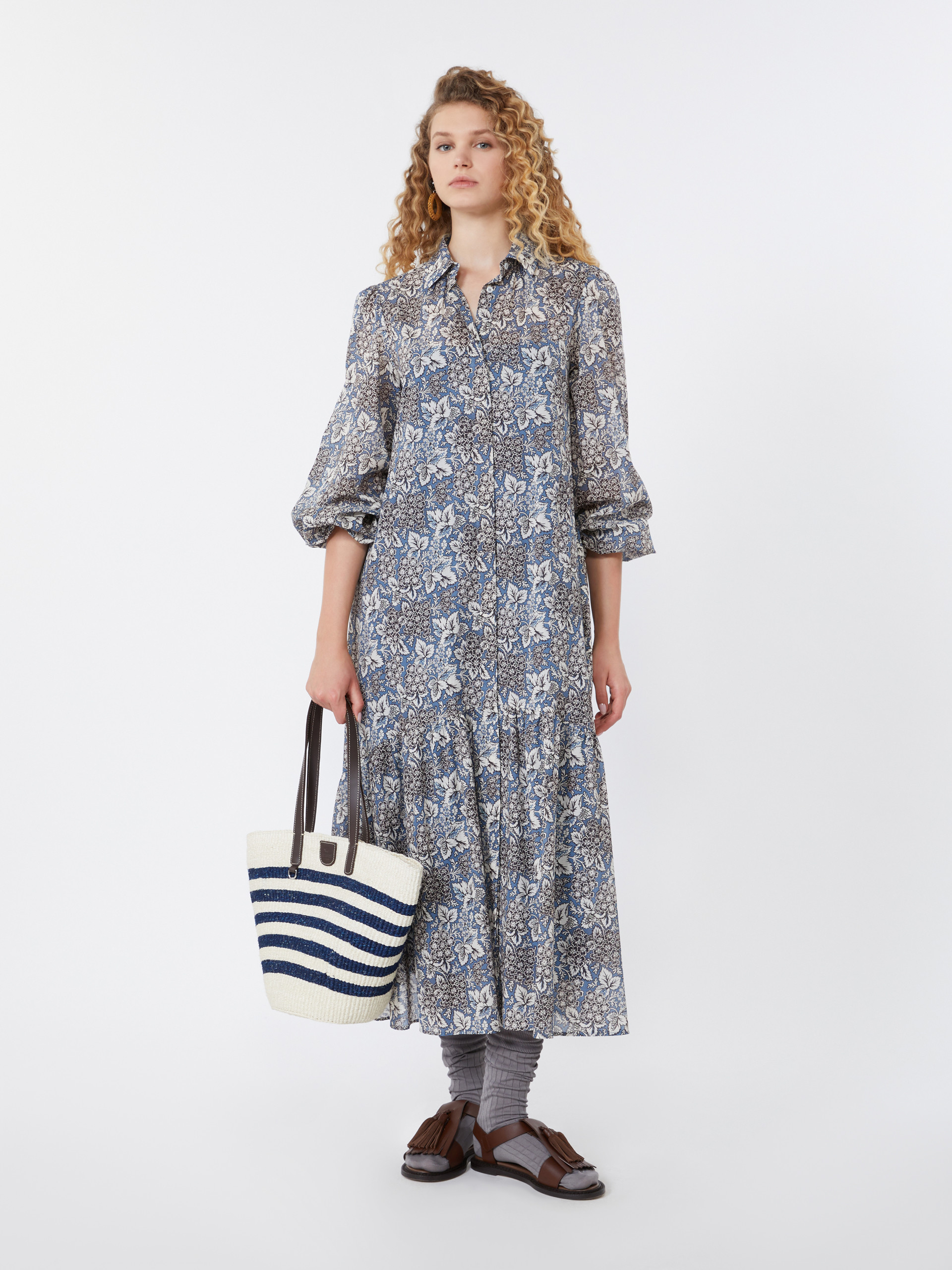 Voile patterned shirt dress - NAVY - Weekend Max Mara