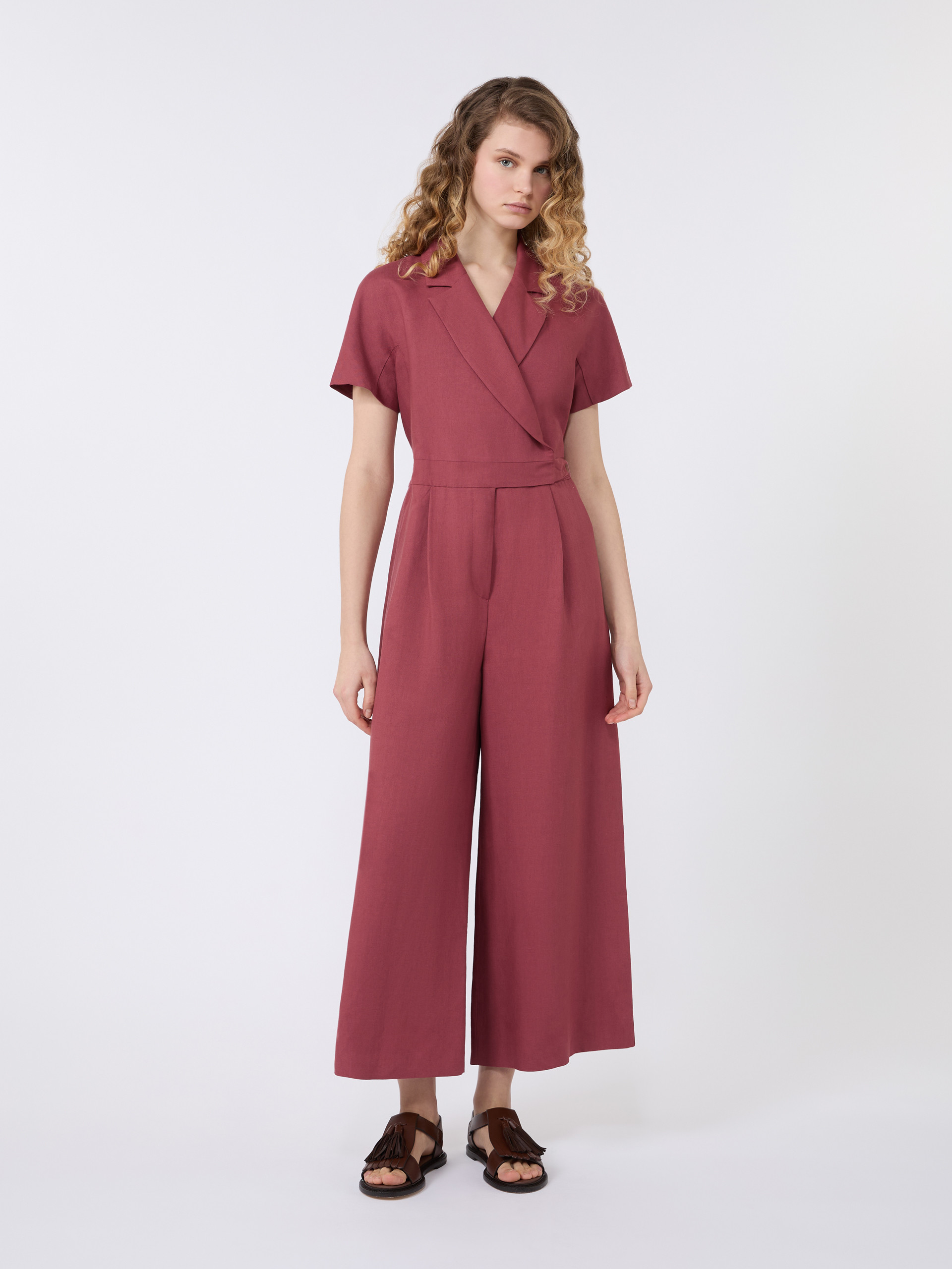 Viscose and linen batavia jumpsuit - CHERRY - Weekend Max Mara - 2
