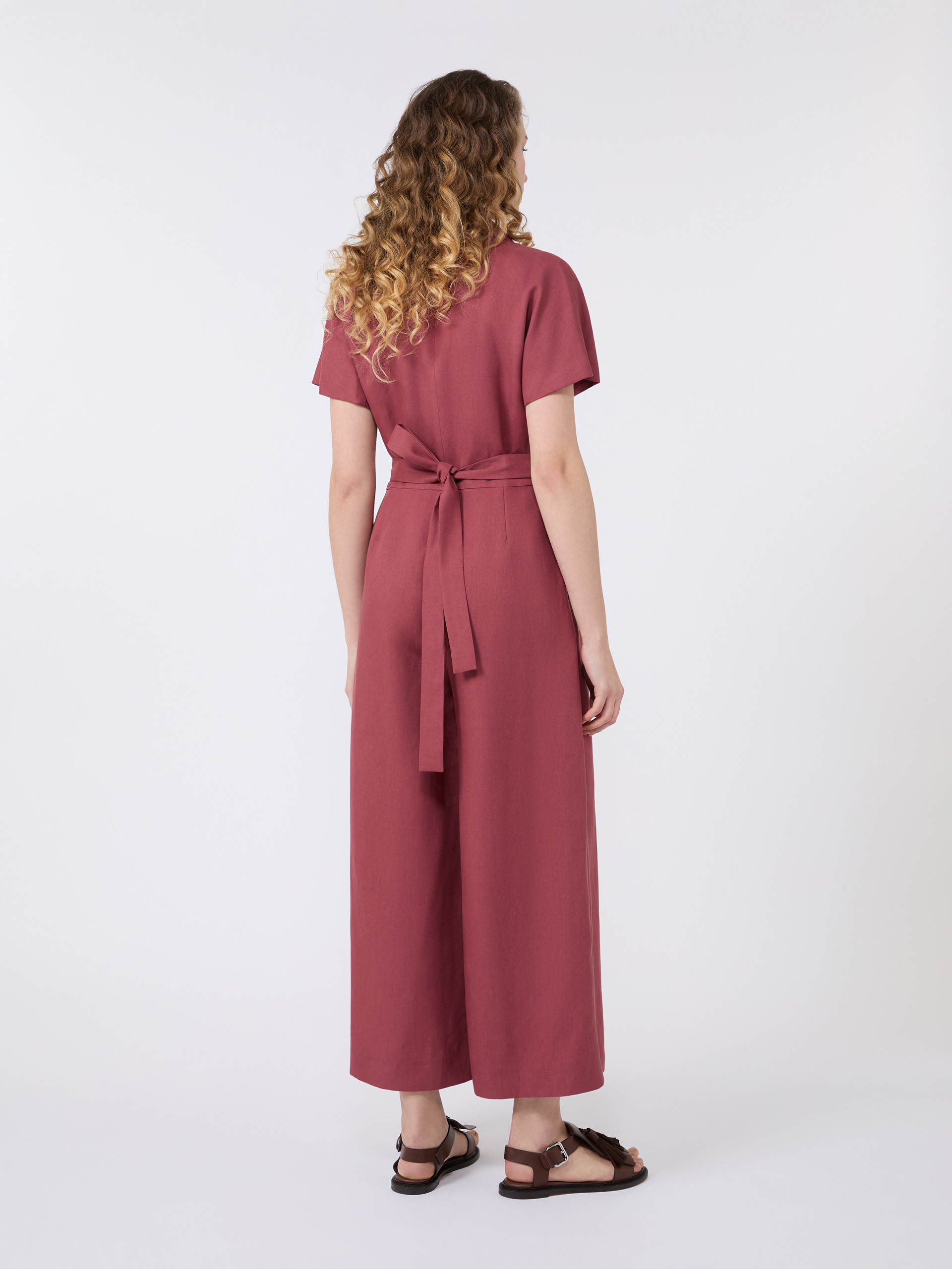 Viscose and linen batavia jumpsuit - CHERRY - Weekend Max Mara - 3