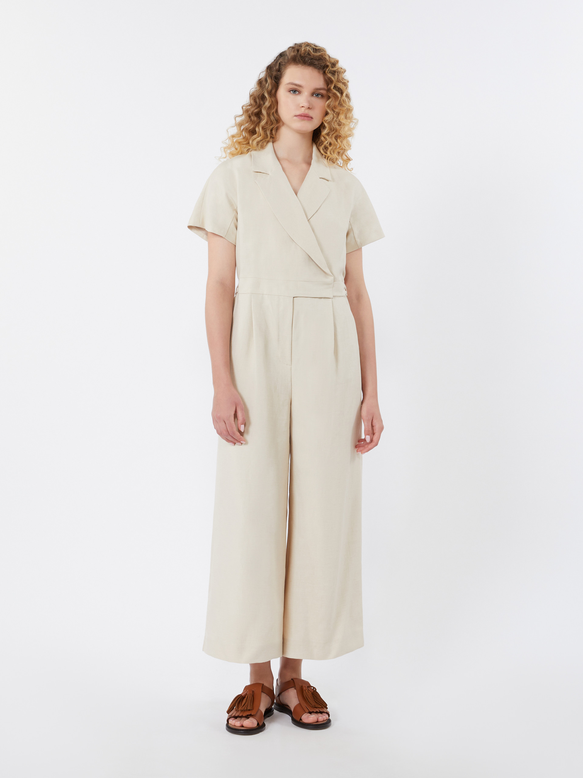 Viscose and linen batavia jumpsuit - BEIGE - Weekend Max Mara - 2