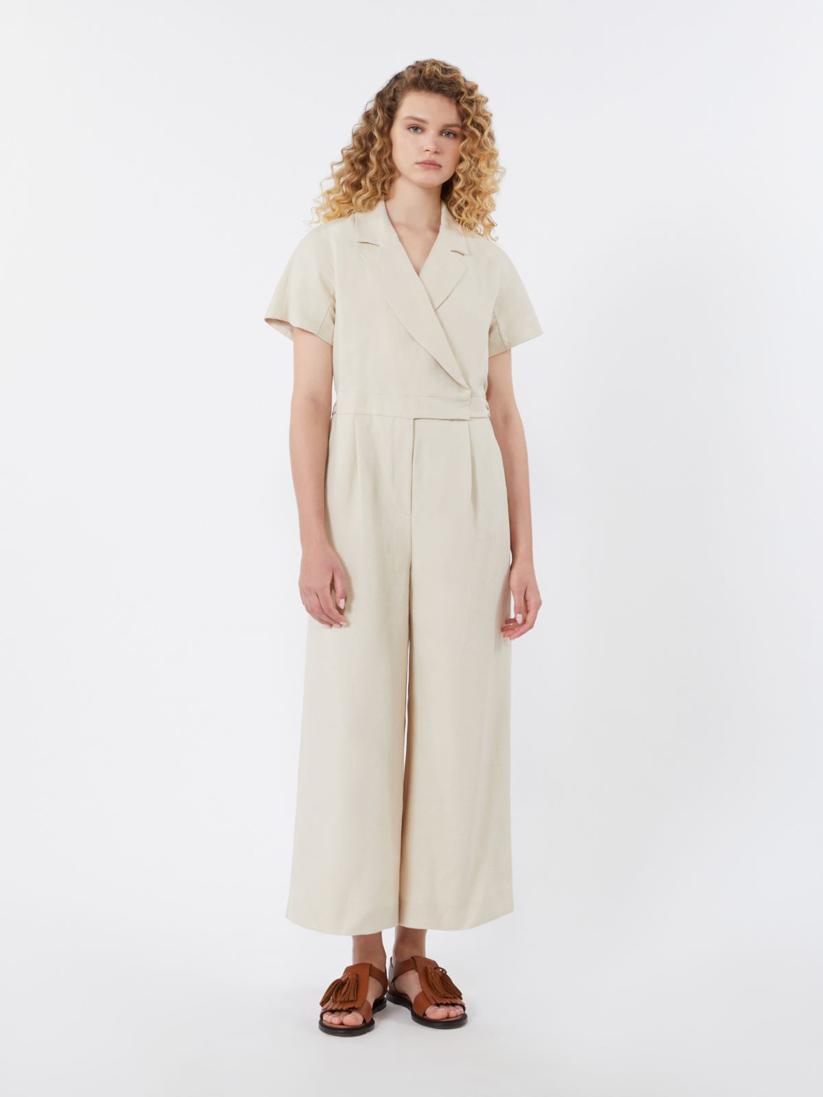 Viscose and linen batavia jumpsuit - BEIGE - Weekend - 2