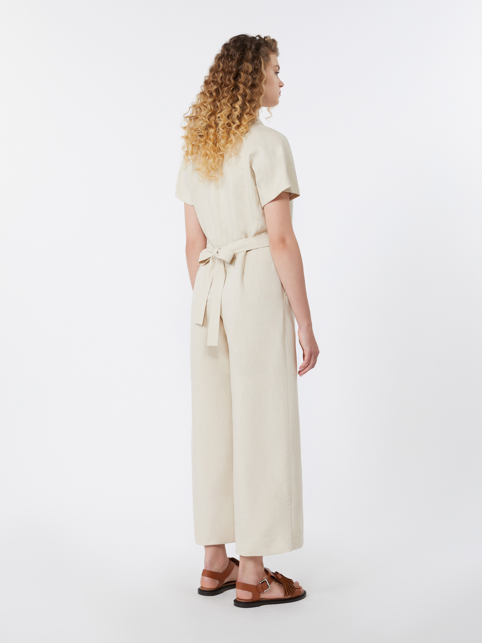 Viscose and linen batavia jumpsuit - BEIGE - Weekend Max Mara - 3