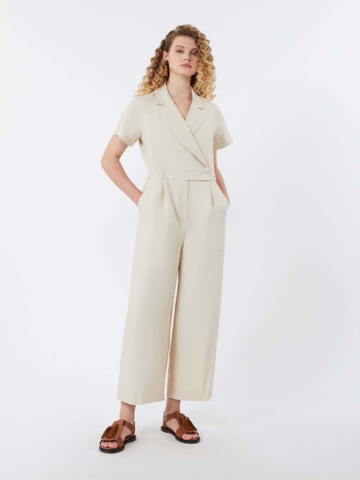 Viscose and linen batavia jumpsuit - BEIGE - Weekend
