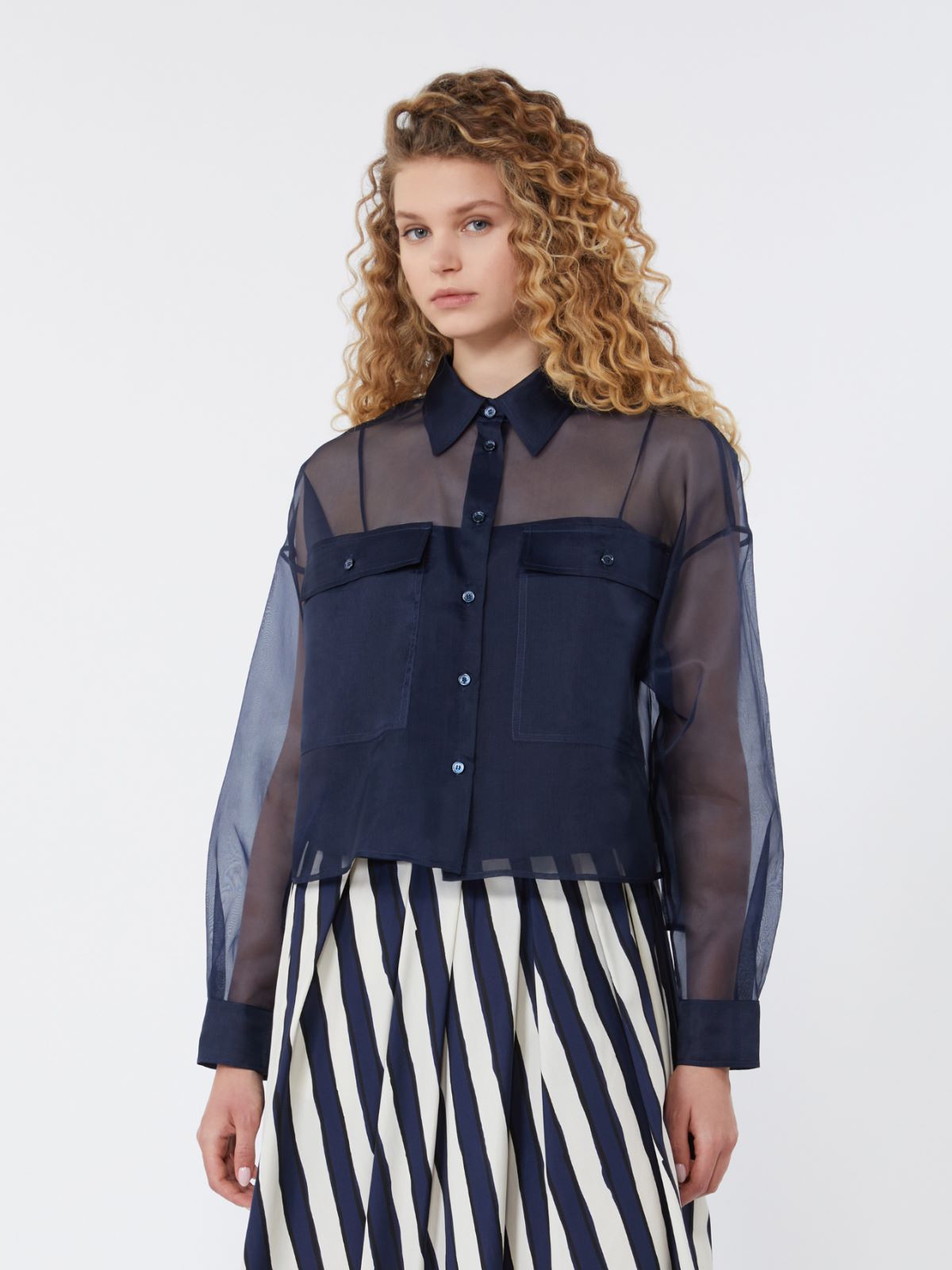Silk organza shirt - NAVY - Weekend - 2
