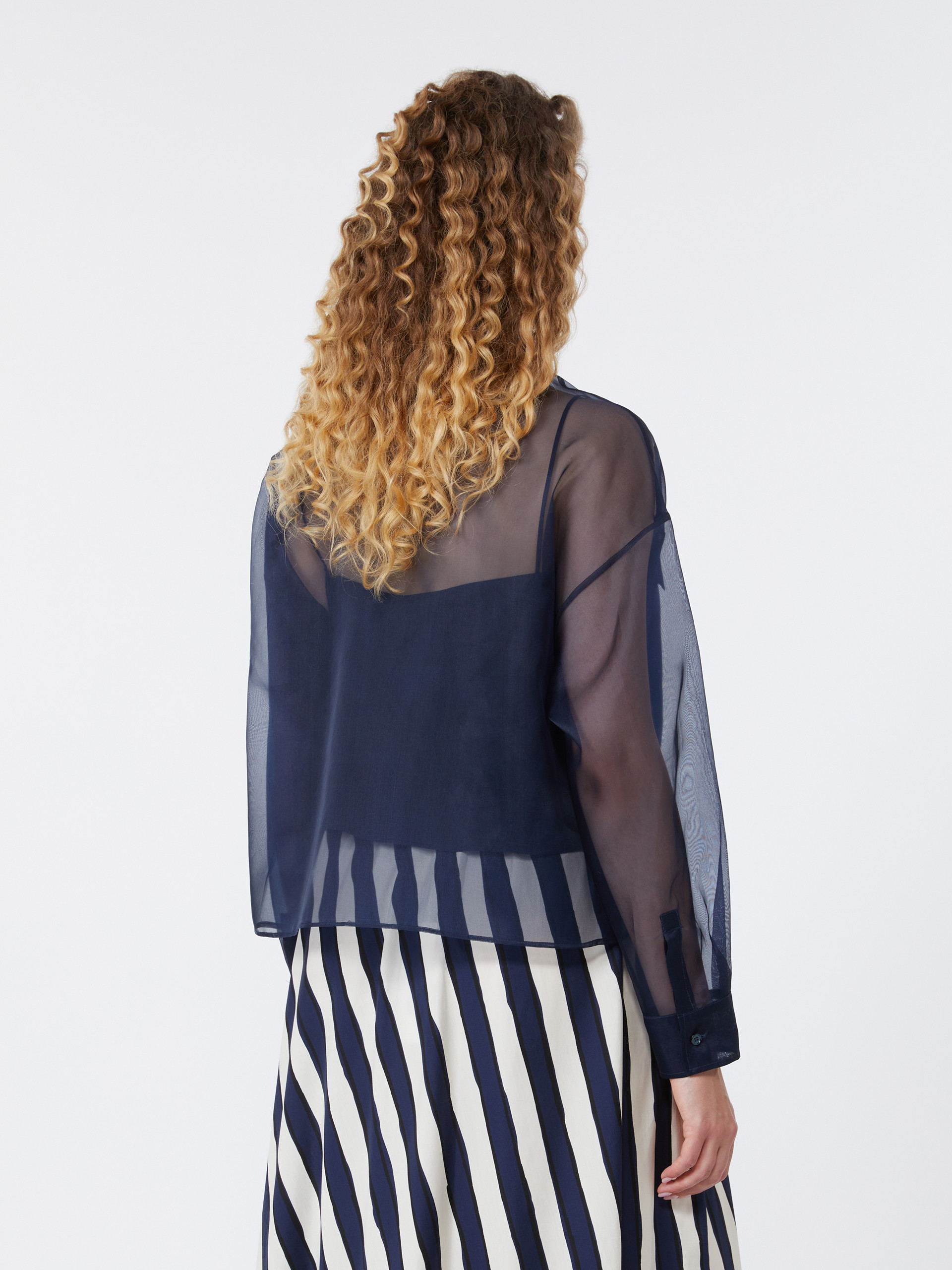 Silk organza shirt - NAVY - Weekend Max Mara - 3