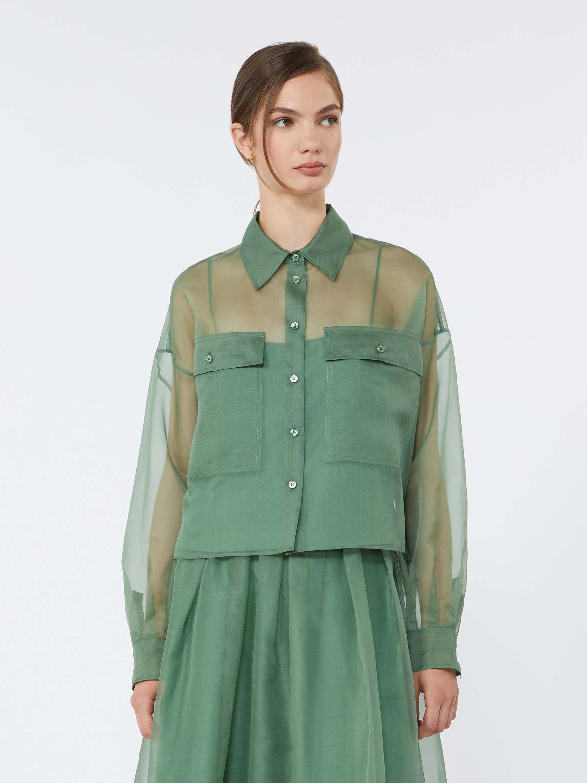 Silk organza shirt - GREEN - Weekend Max Mara - 2