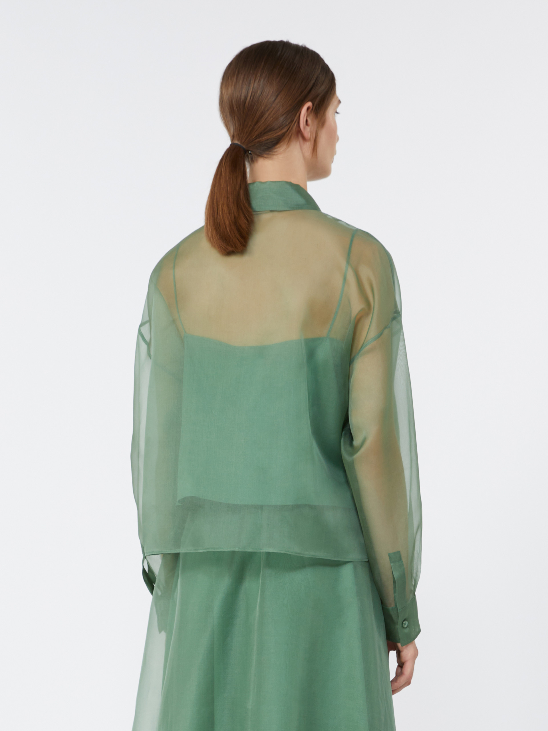 Silk organza shirt - GREEN - Weekend Max Mara - 3