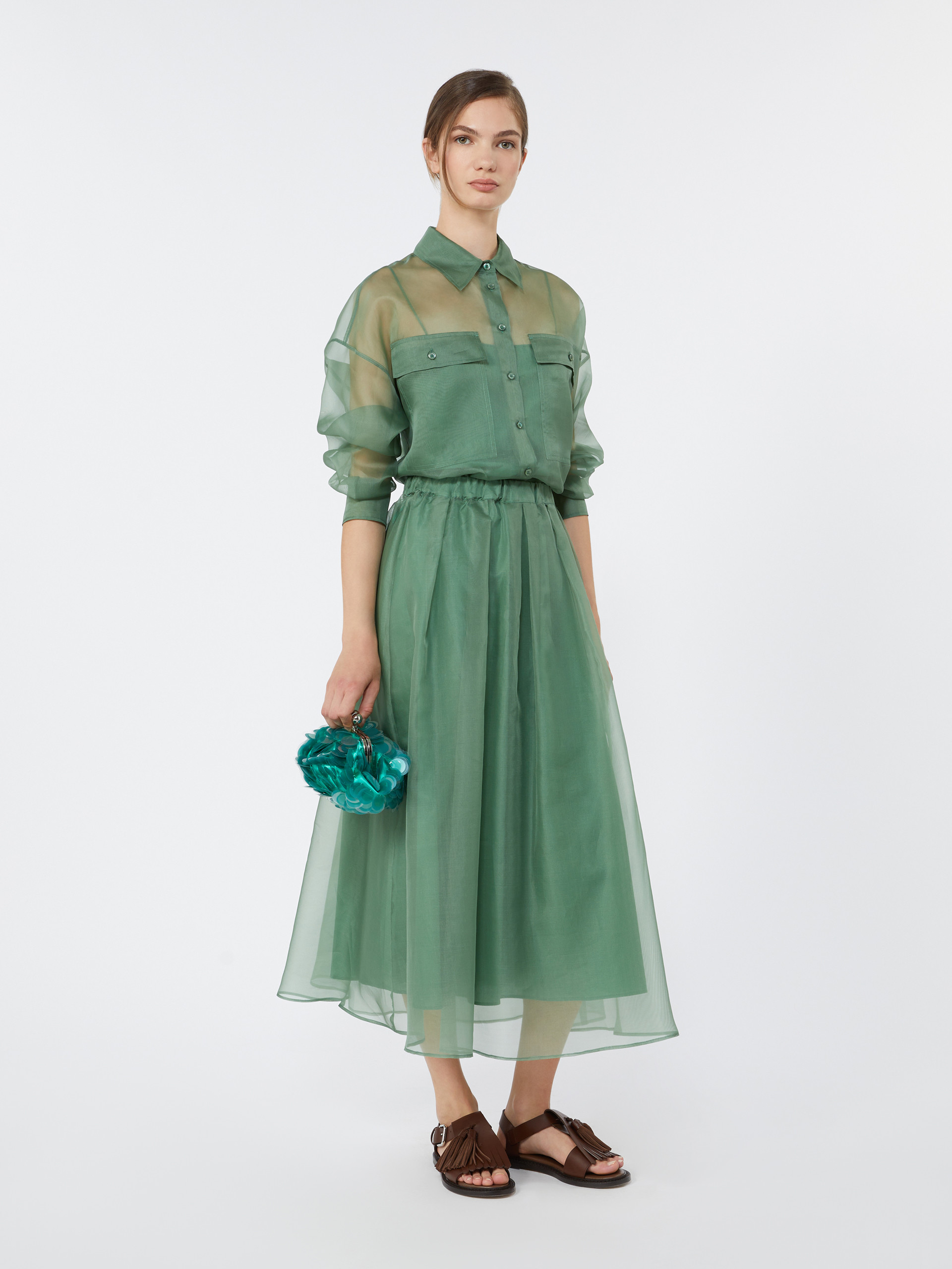 Silk organza shirt - GREEN - Weekend Max Mara