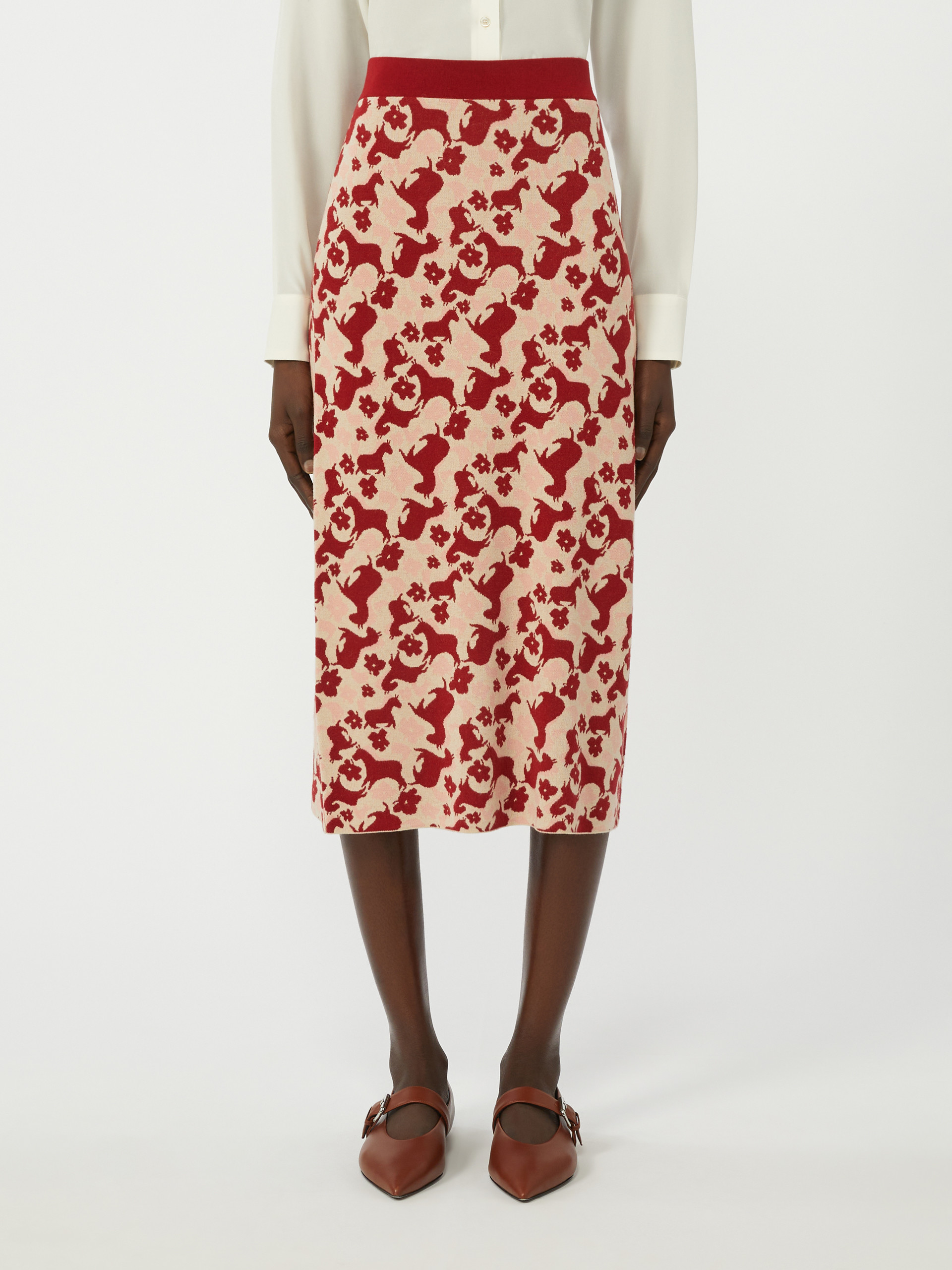 Jacquard yarn skirt - RED - Weekend Max Mara - 2