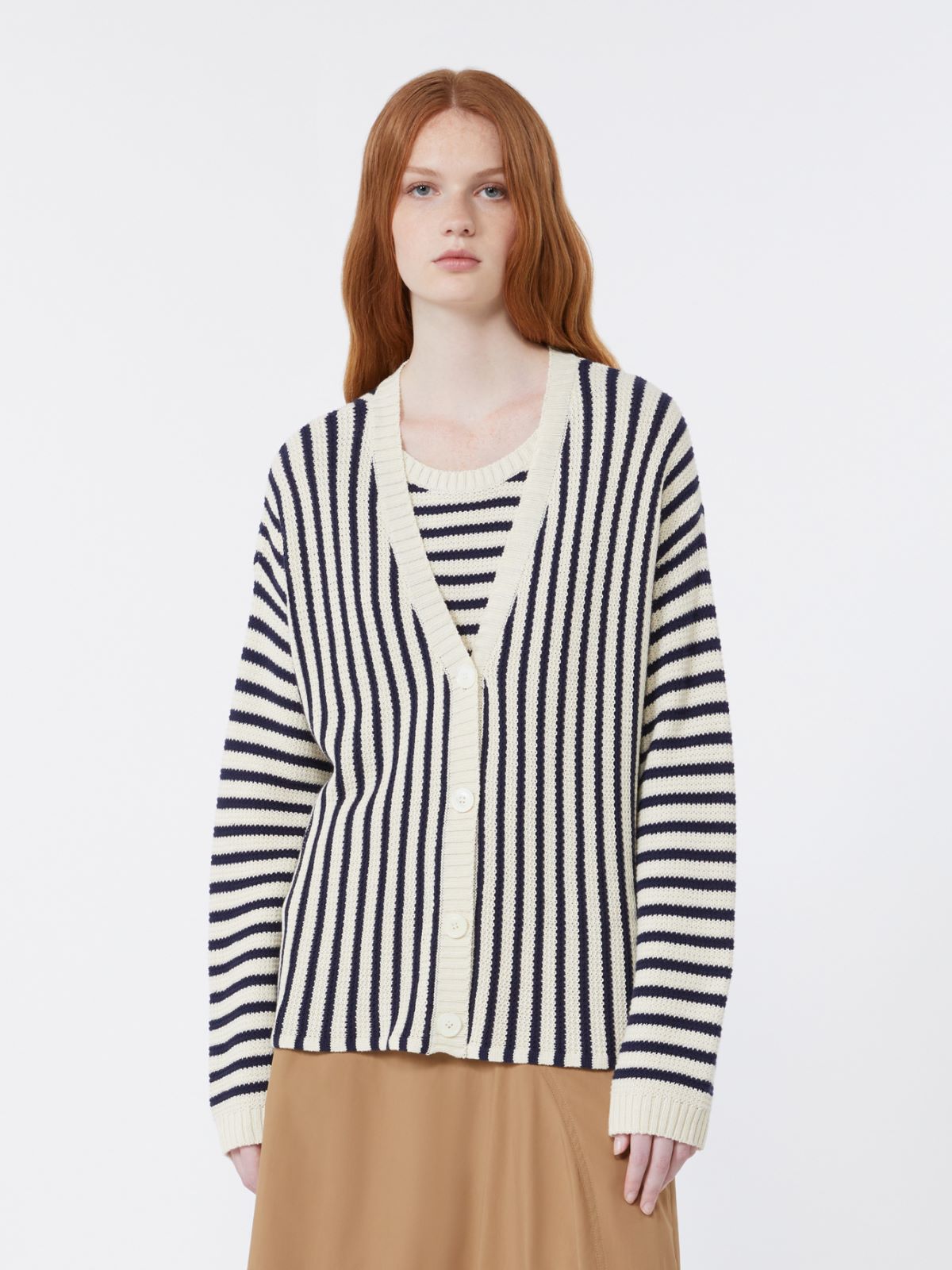 Cotton cordonnet cardigan - NAVY - Weekend - 2
