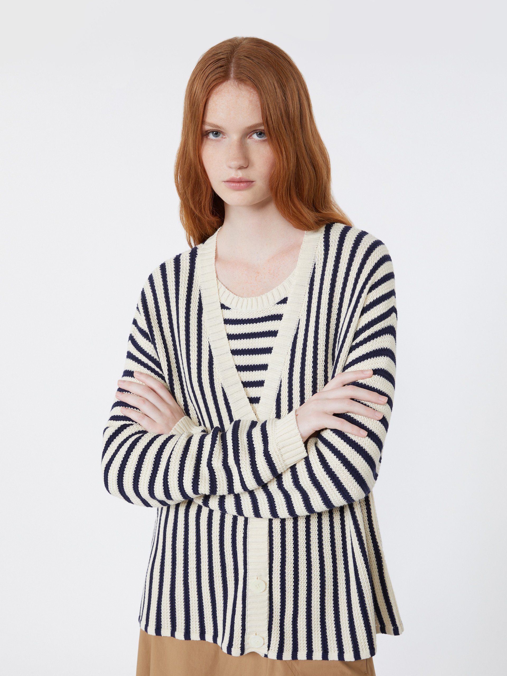 Cotton cordonnet cardigan - NAVY - Weekend Max Mara - 4