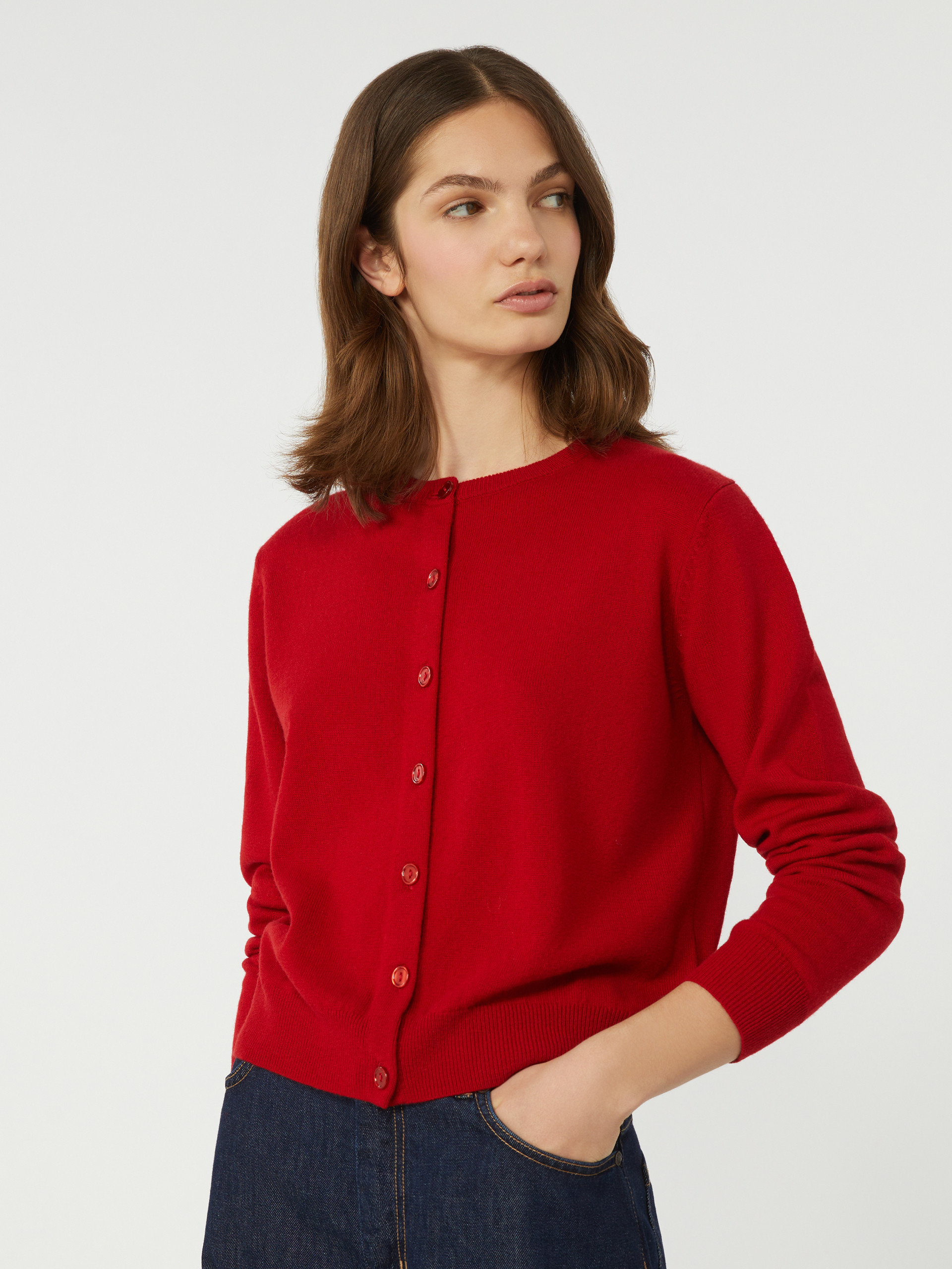 Wool and cashmere cardigan - RED - Weekend Max Mara - 4