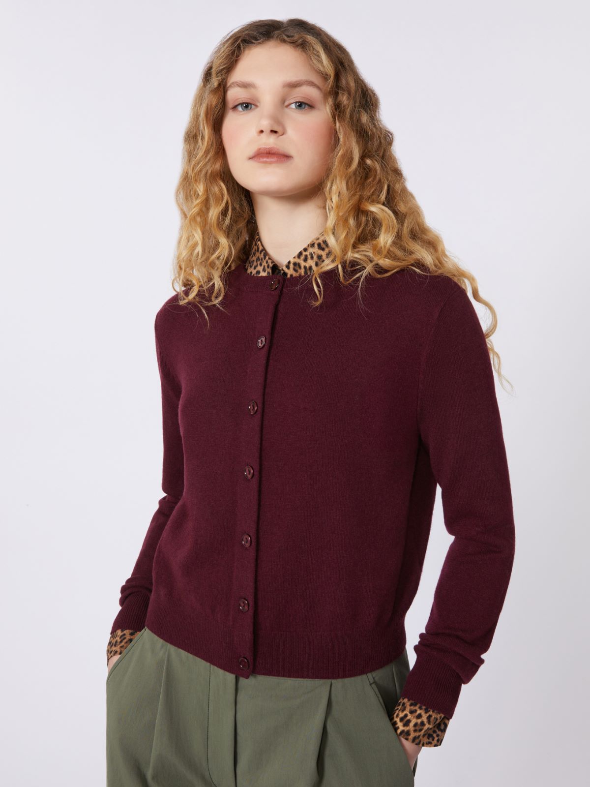 Wool and cashmere cardigan - BORDEAUX - Weekend - 4
