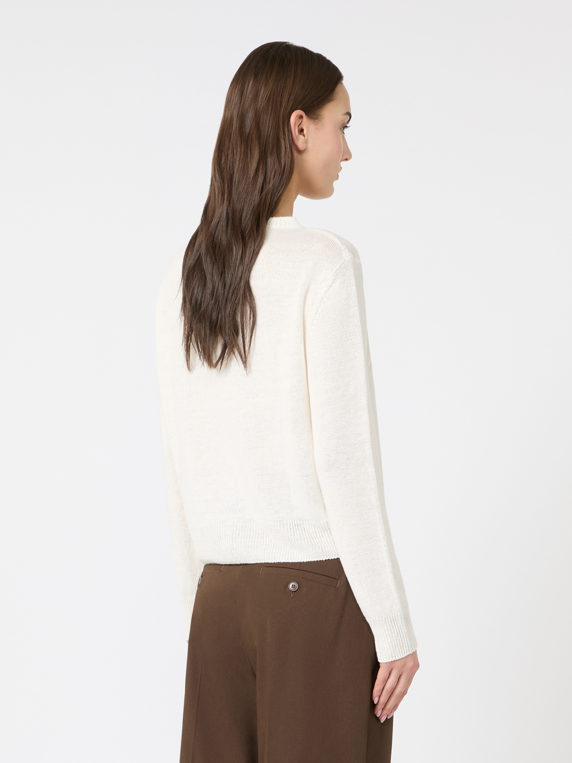 Linen yarn classic cardigan - ECRU - Weekend Max Mara - 3