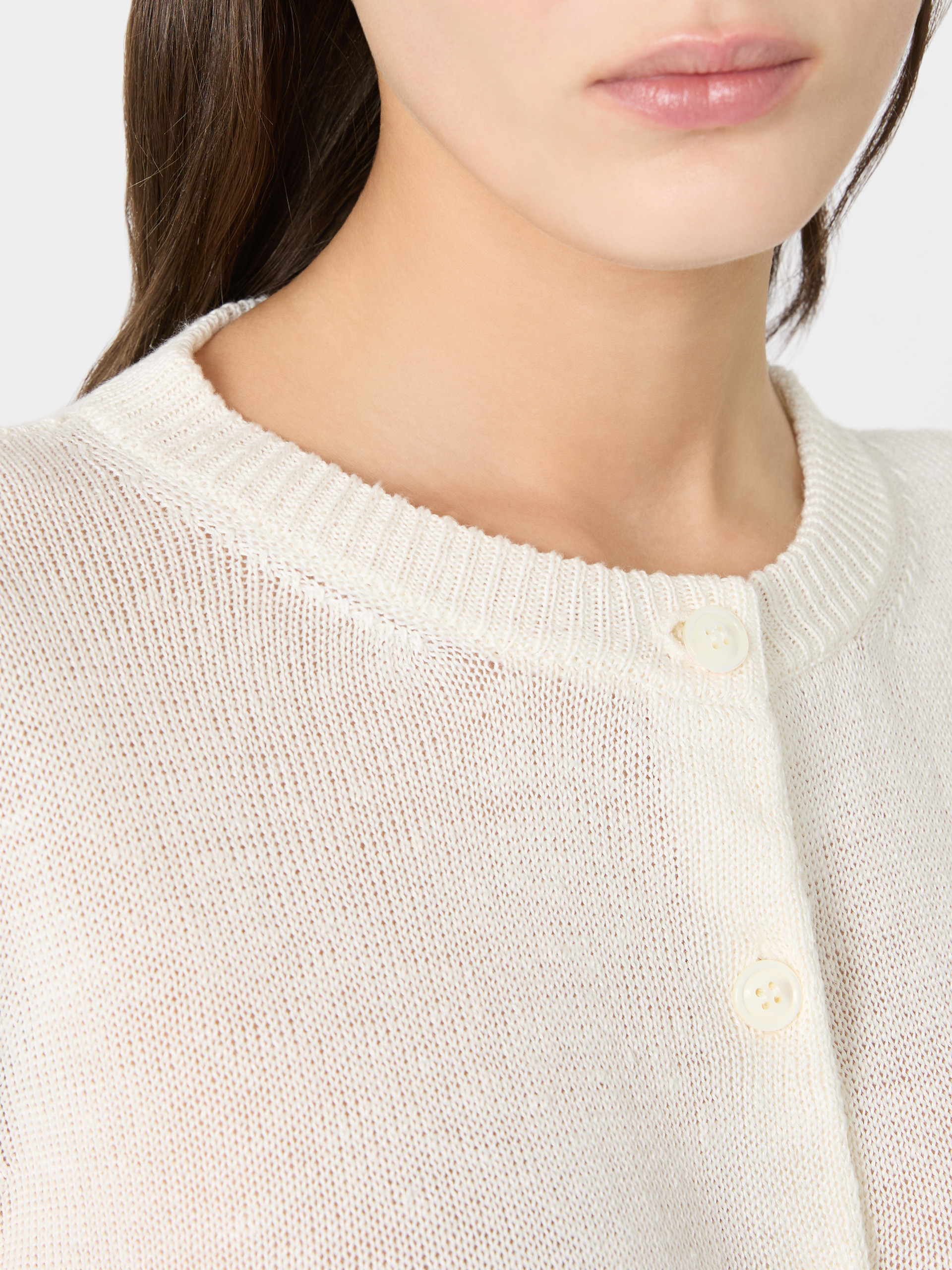 Linen yarn classic cardigan - ECRU - Weekend Max Mara - 5