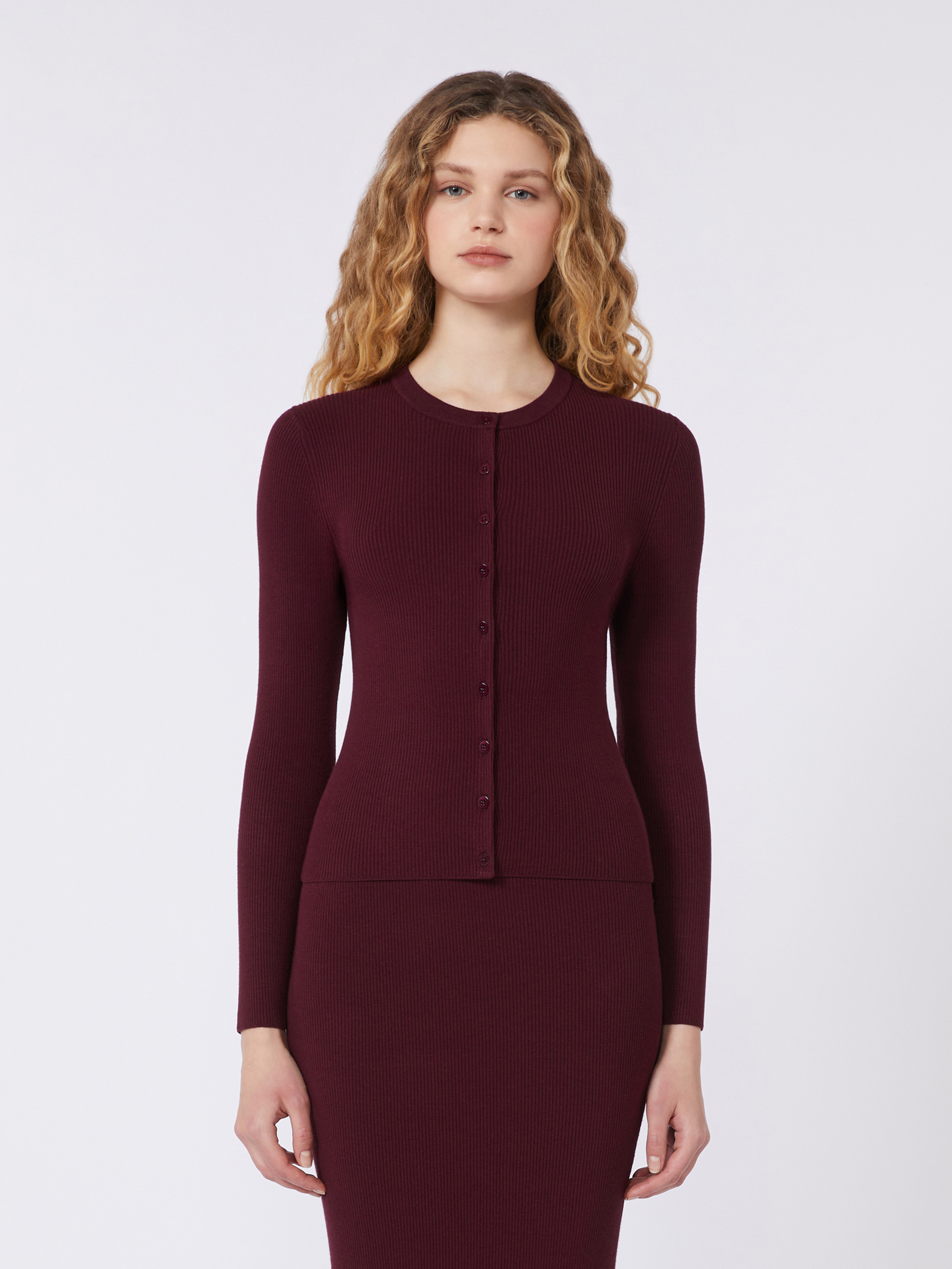 Rib-knit viscose cardigan - BORDEAUX - Weekend Max Mara - 2