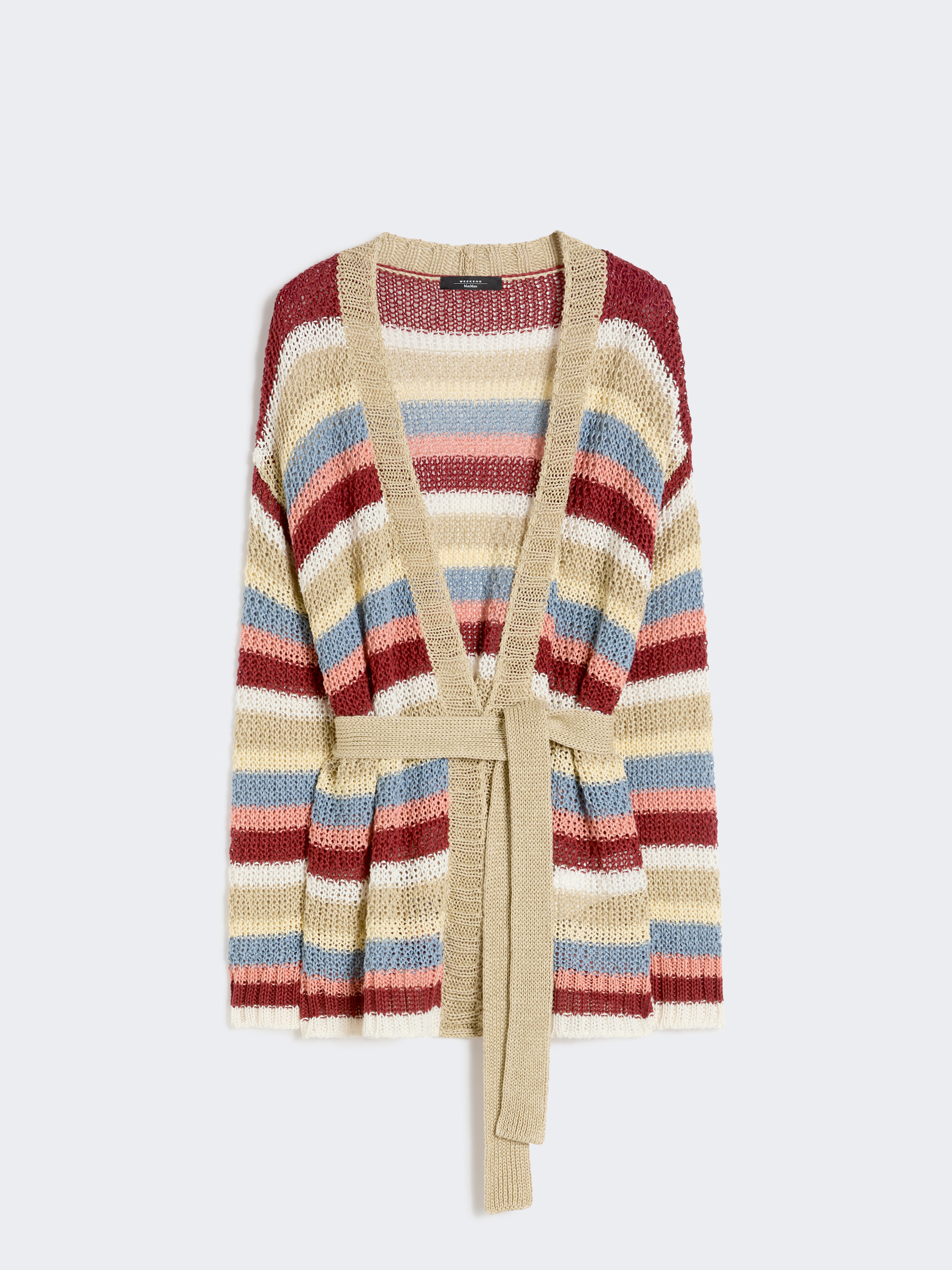 Linen yarn cardigan with belt - CHERRY - Weekend Max Mara - 5
