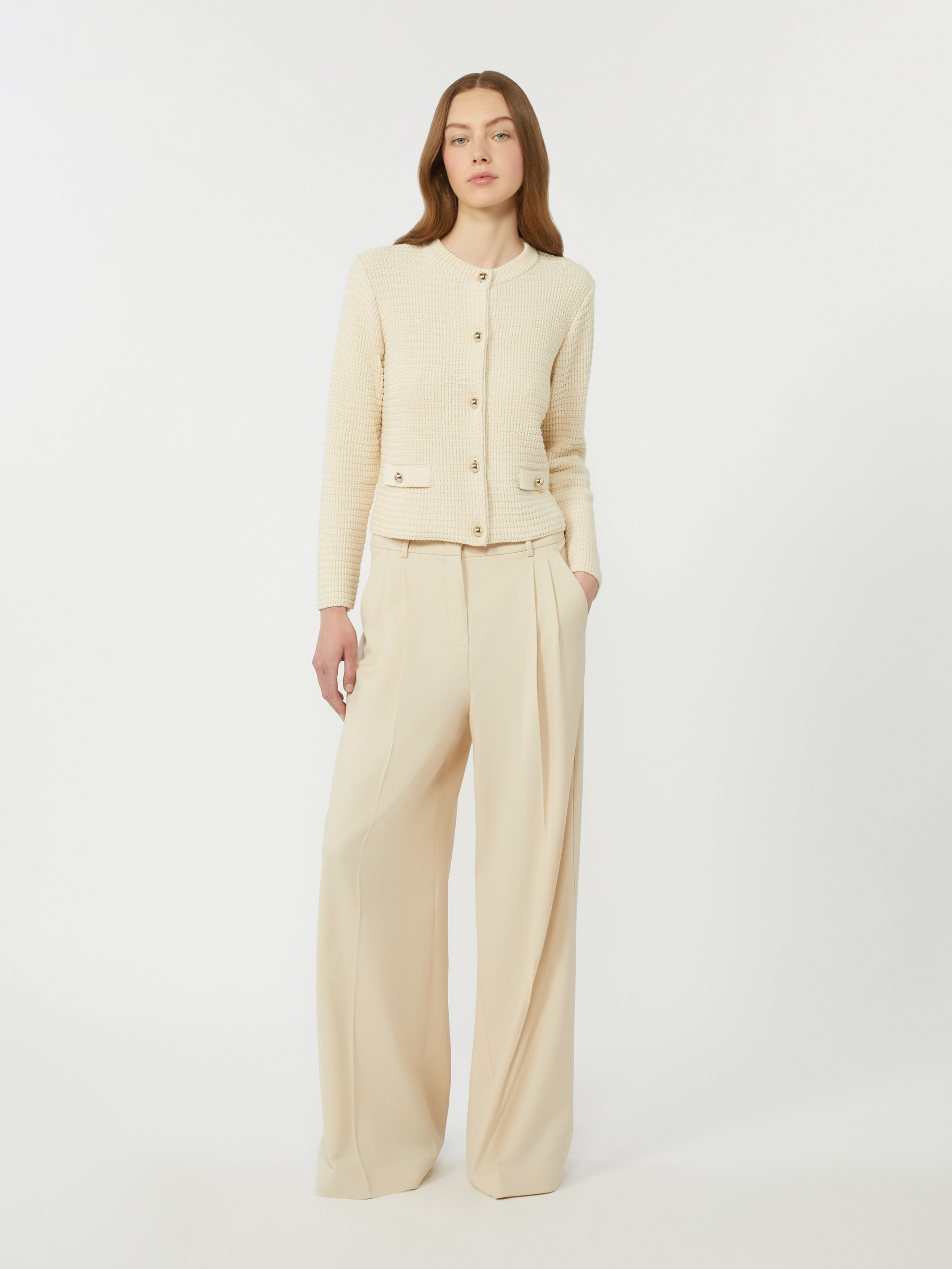 Cropped cotton cardigan - ECRU - Weekend Max Mara