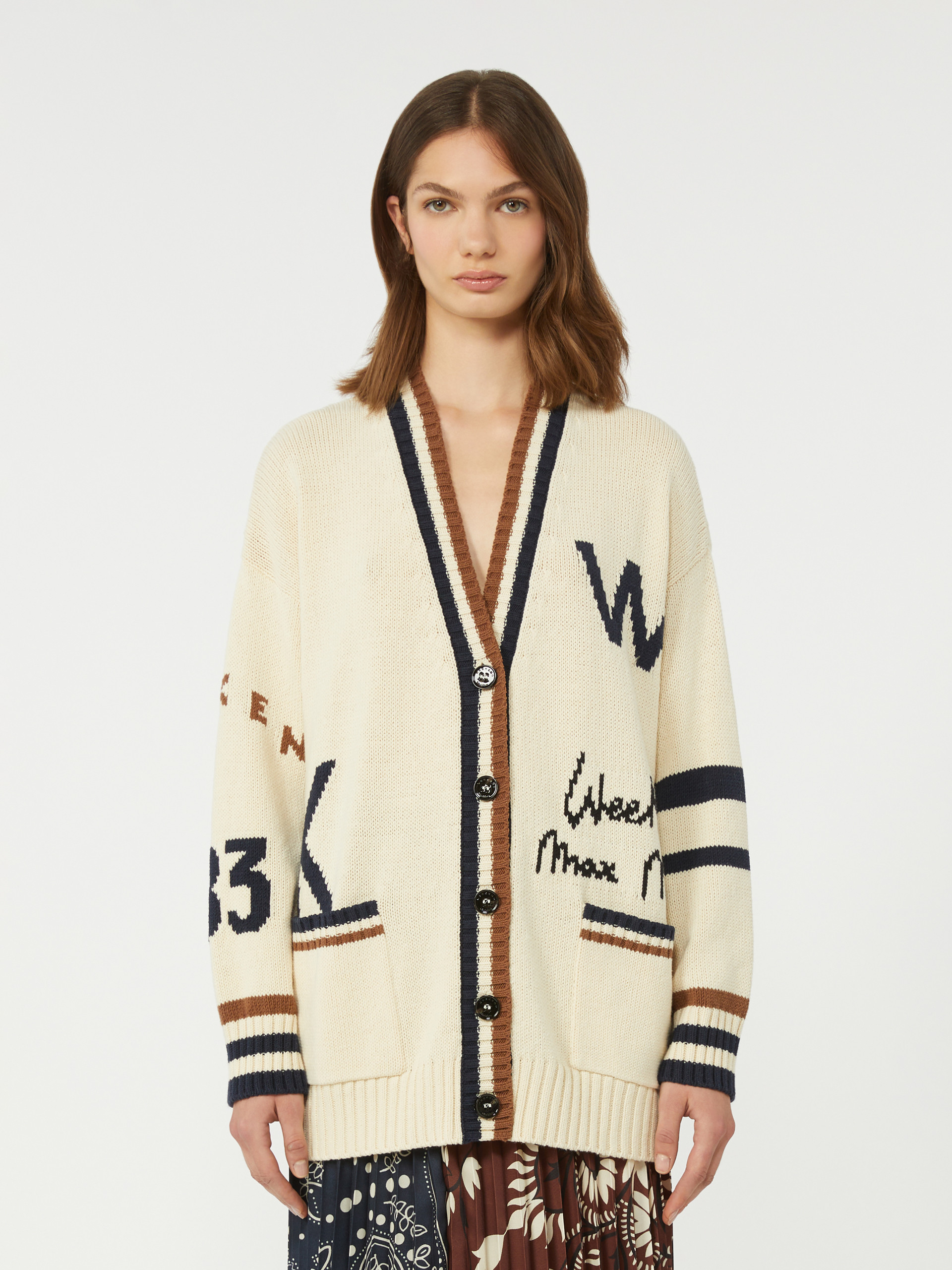Oversized cotton-blend cardigan - SAND - Weekend Max Mara - 2