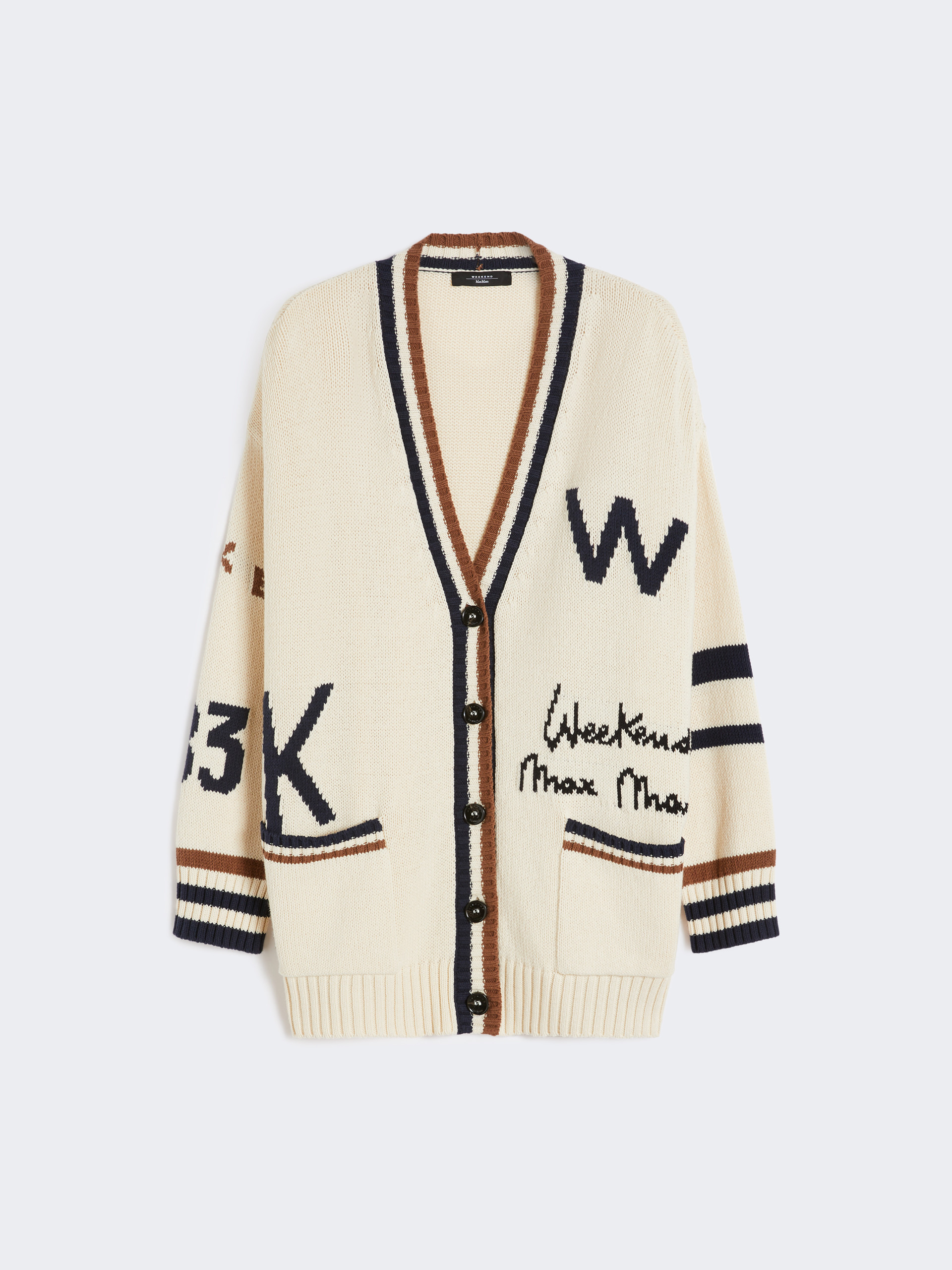 Oversized cotton-blend cardigan - SAND - Weekend Max Mara - 6