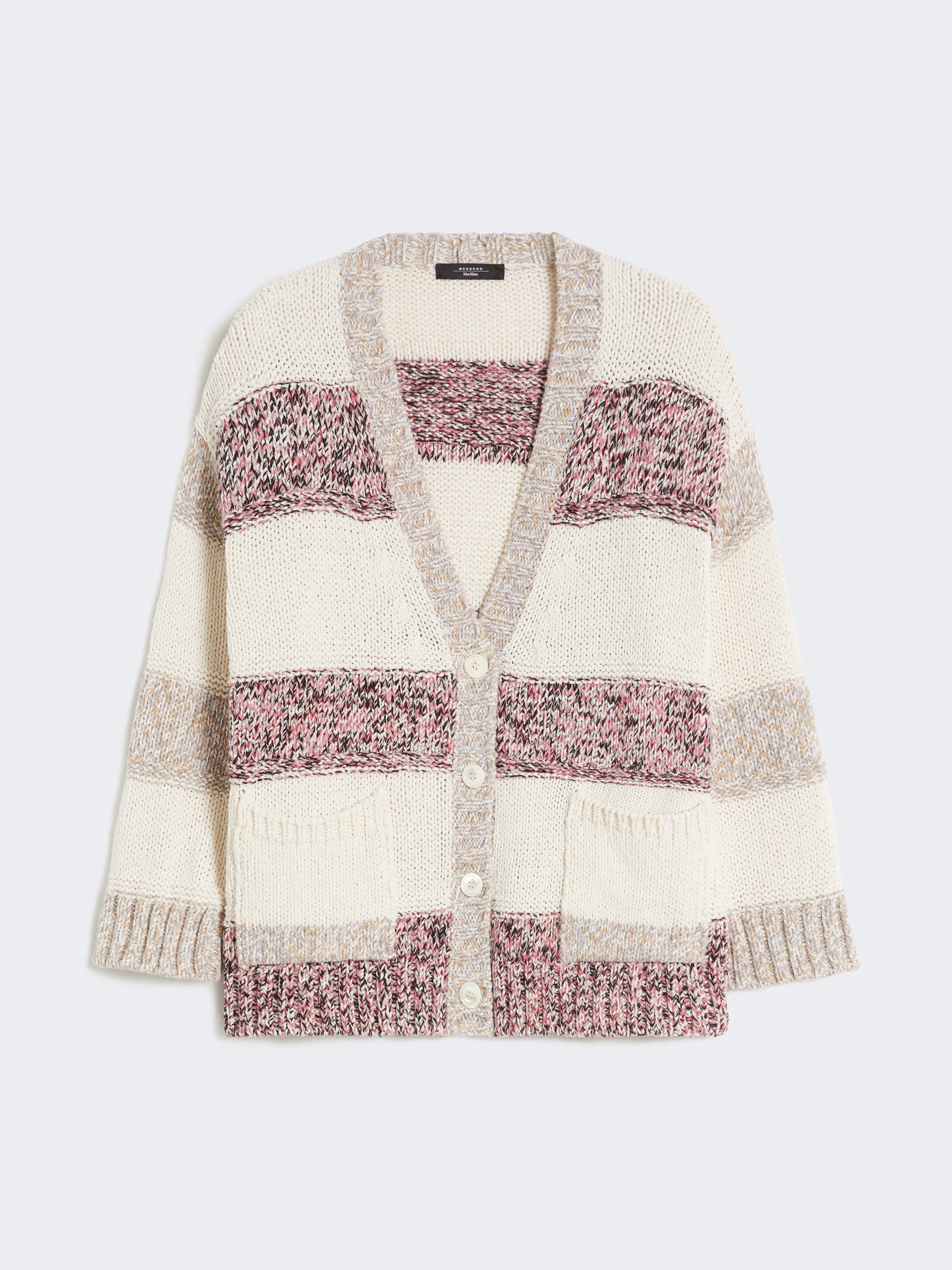 Striped wool and cotton cardigan - SAND - Weekend Max Mara - 5