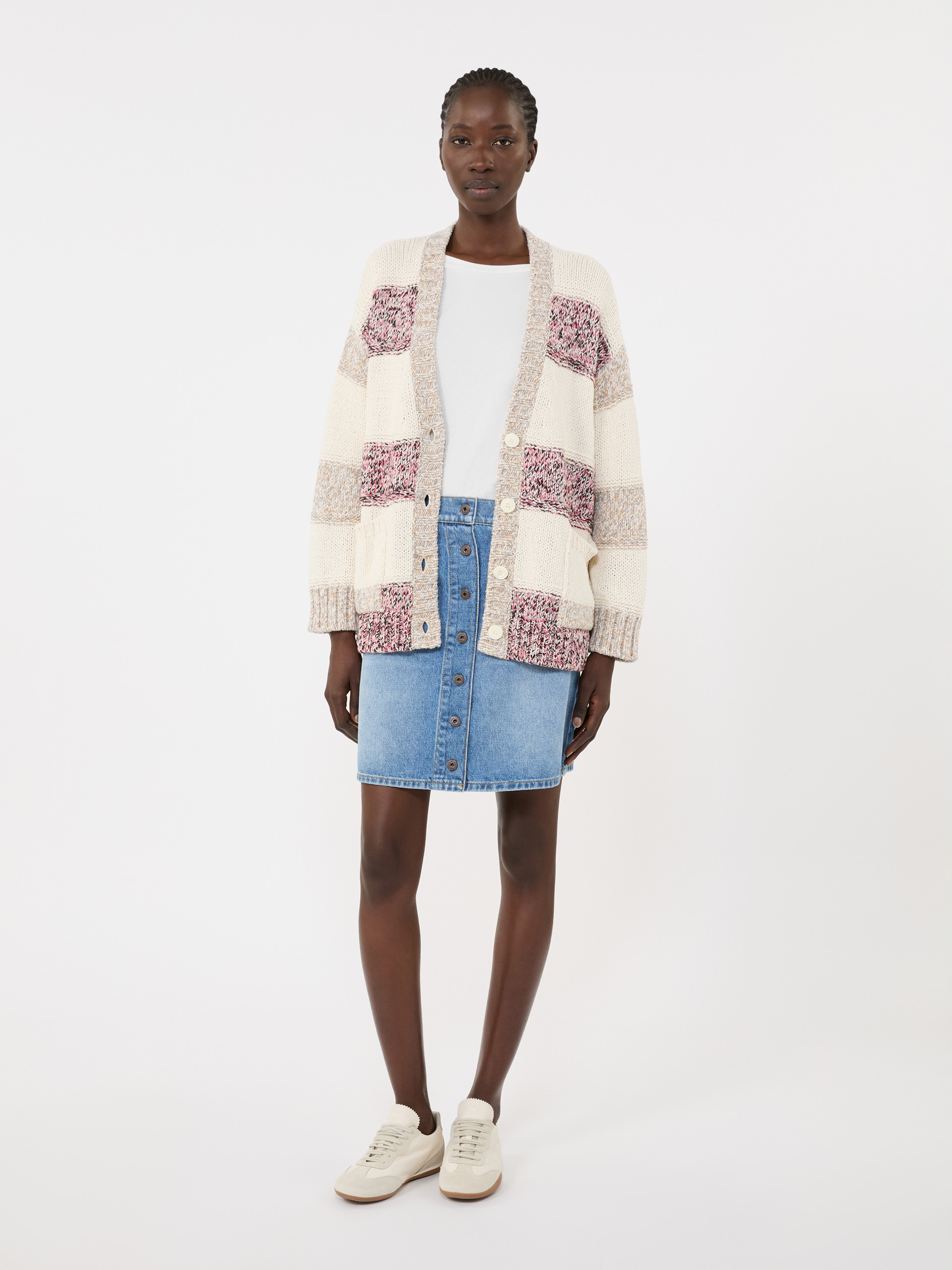 Striped wool and cotton cardigan - SAND - Weekend Max Mara