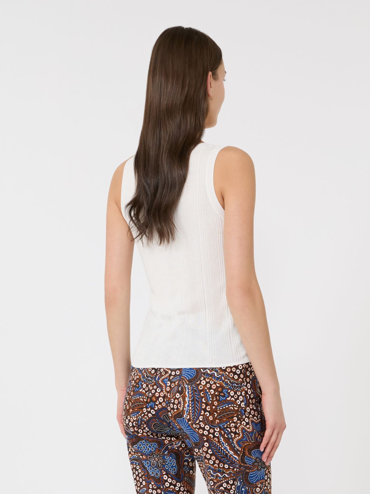 Viscose yarn sleeveless jumper - WHITE - Weekend - 3