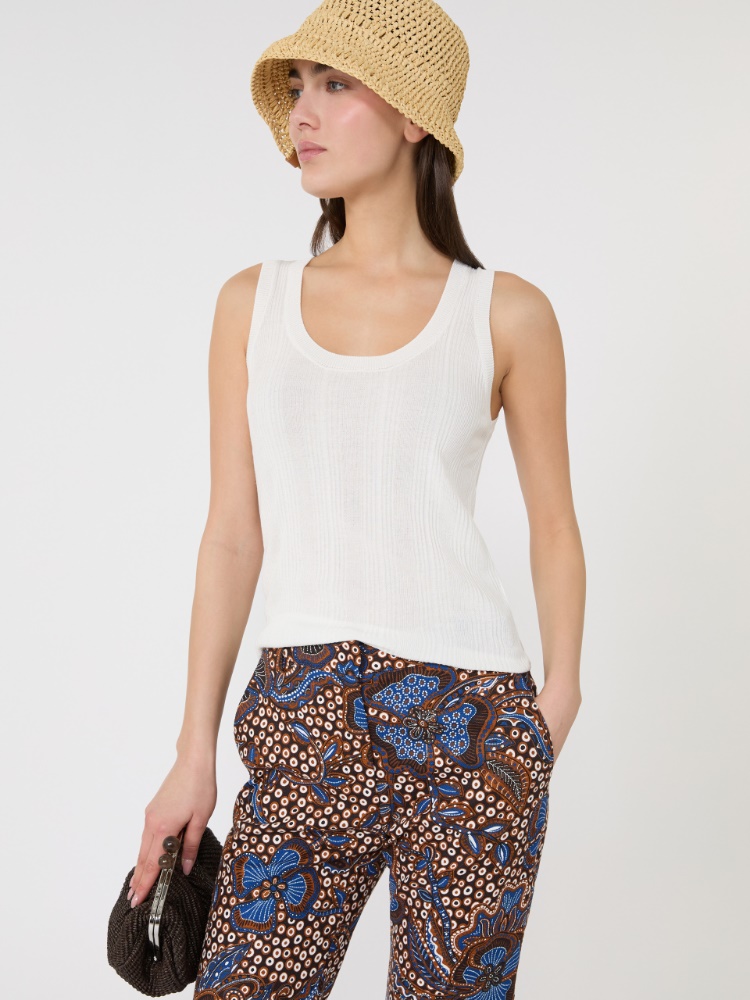 Viscose yarn sleeveless jumper - WHITE - Weekend