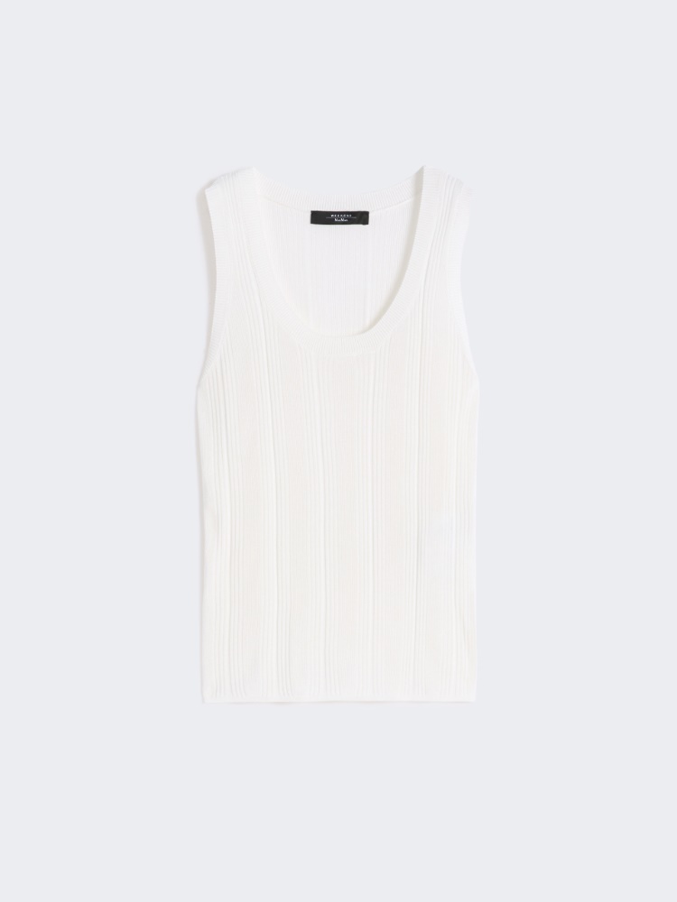 Viscose yarn sleeveless jumper - WHITE - Weekend - 6