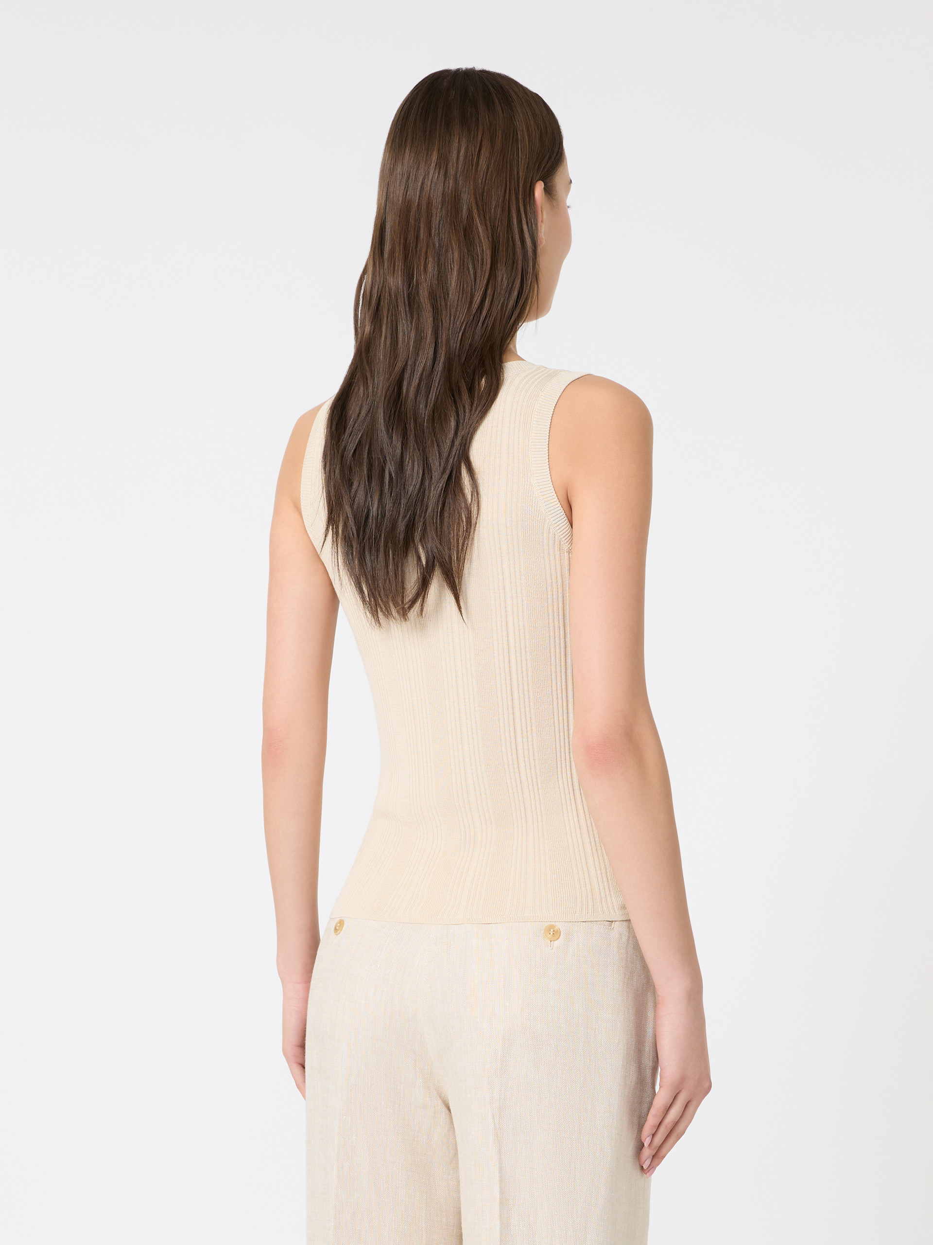 Viscose yarn sleeveless jumper - BEIGE - Weekend Max Mara - 3