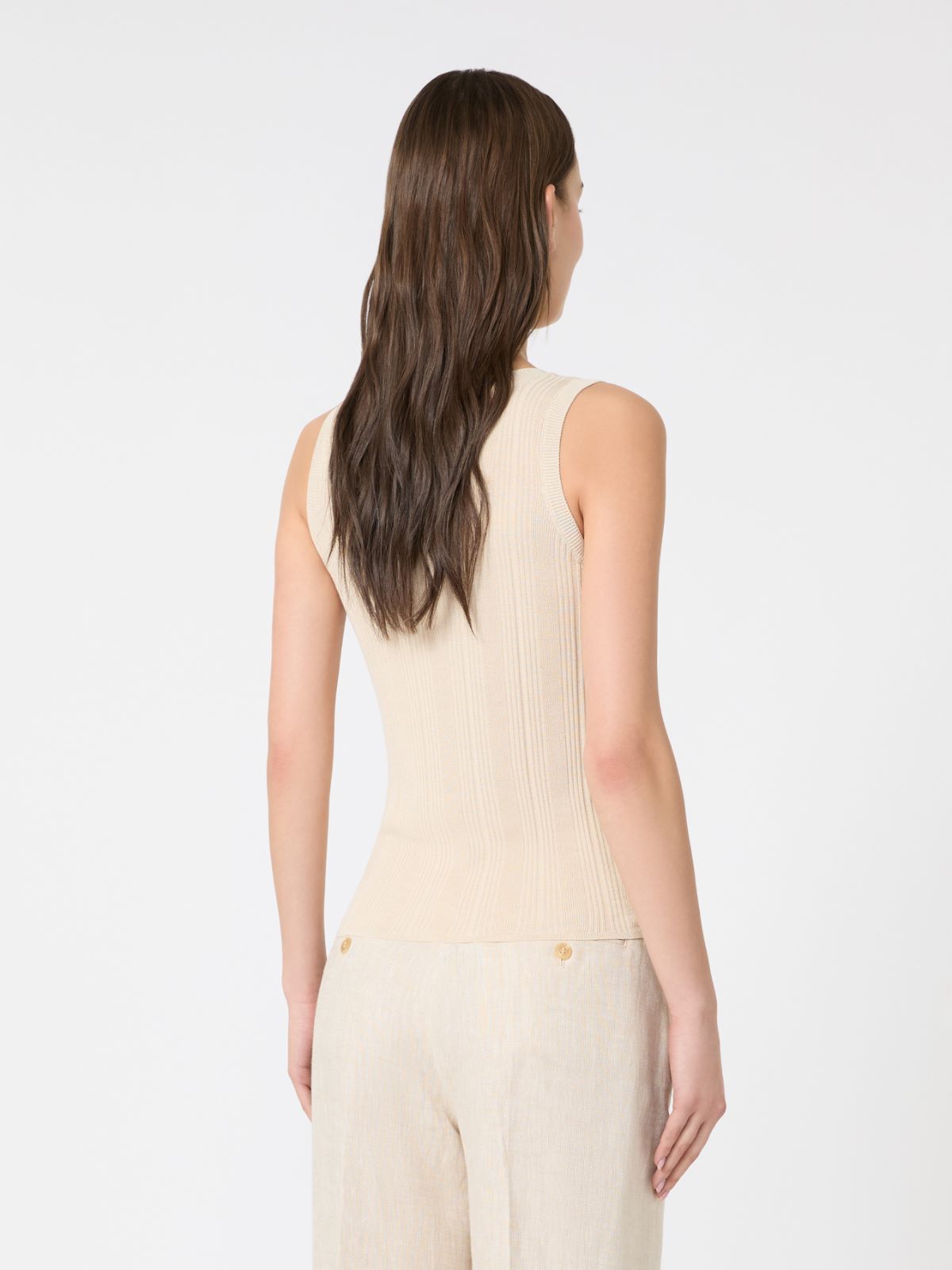 Viscose yarn sleeveless jumper - BEIGE - Weekend - 3