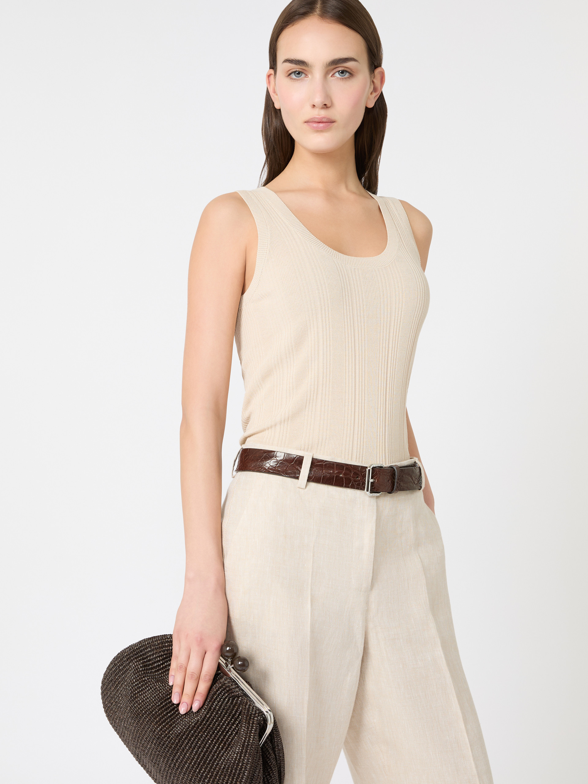 Viscose yarn sleeveless jumper - BEIGE - Weekend Max Mara - 4