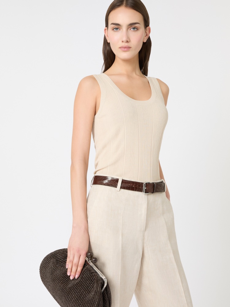 Viscose yarn sleeveless jumper - BEIGE - Weekend