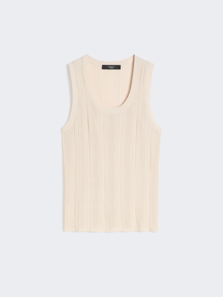 Viscose yarn sleeveless jumper - BEIGE - Weekend - 2