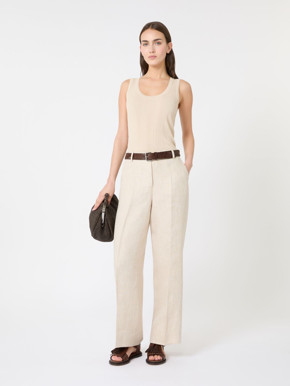 Viscose yarn sleeveless jumper - BEIGE - Weekend