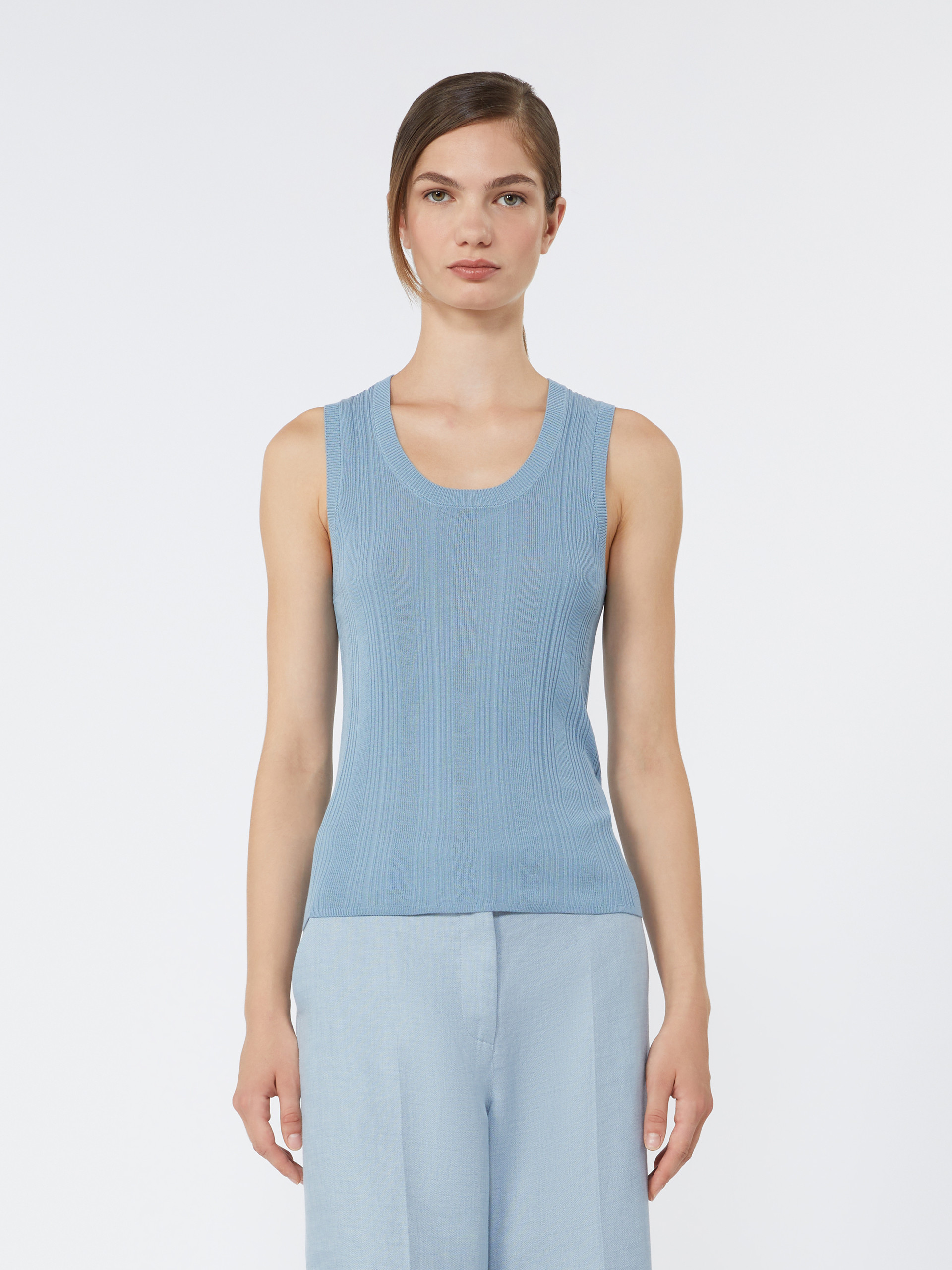 Viscose yarn sleeveless jumper - LIGHT BLUE - Weekend Max Mara - 2