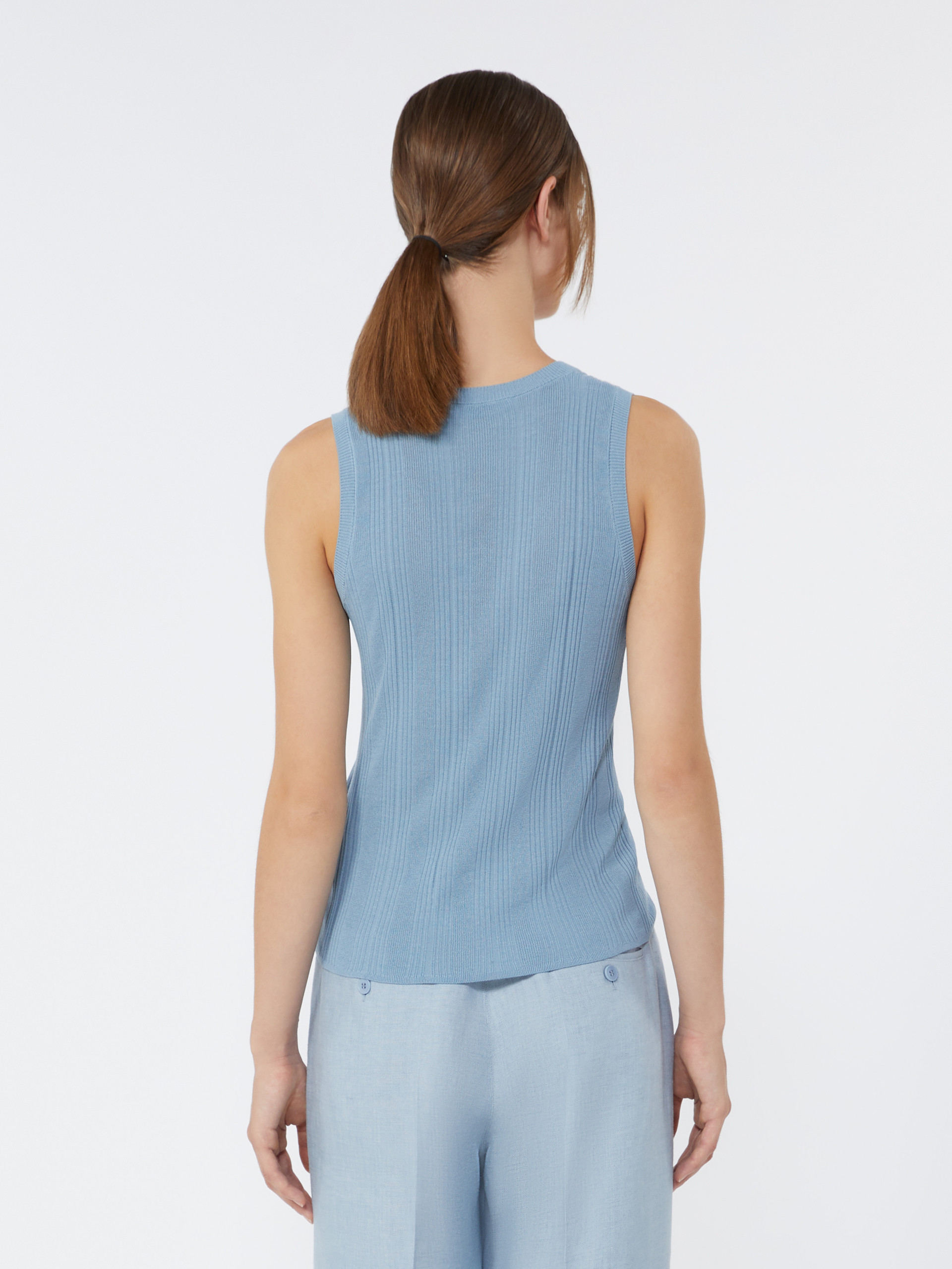 Viscose yarn sleeveless jumper - LIGHT BLUE - Weekend Max Mara - 3